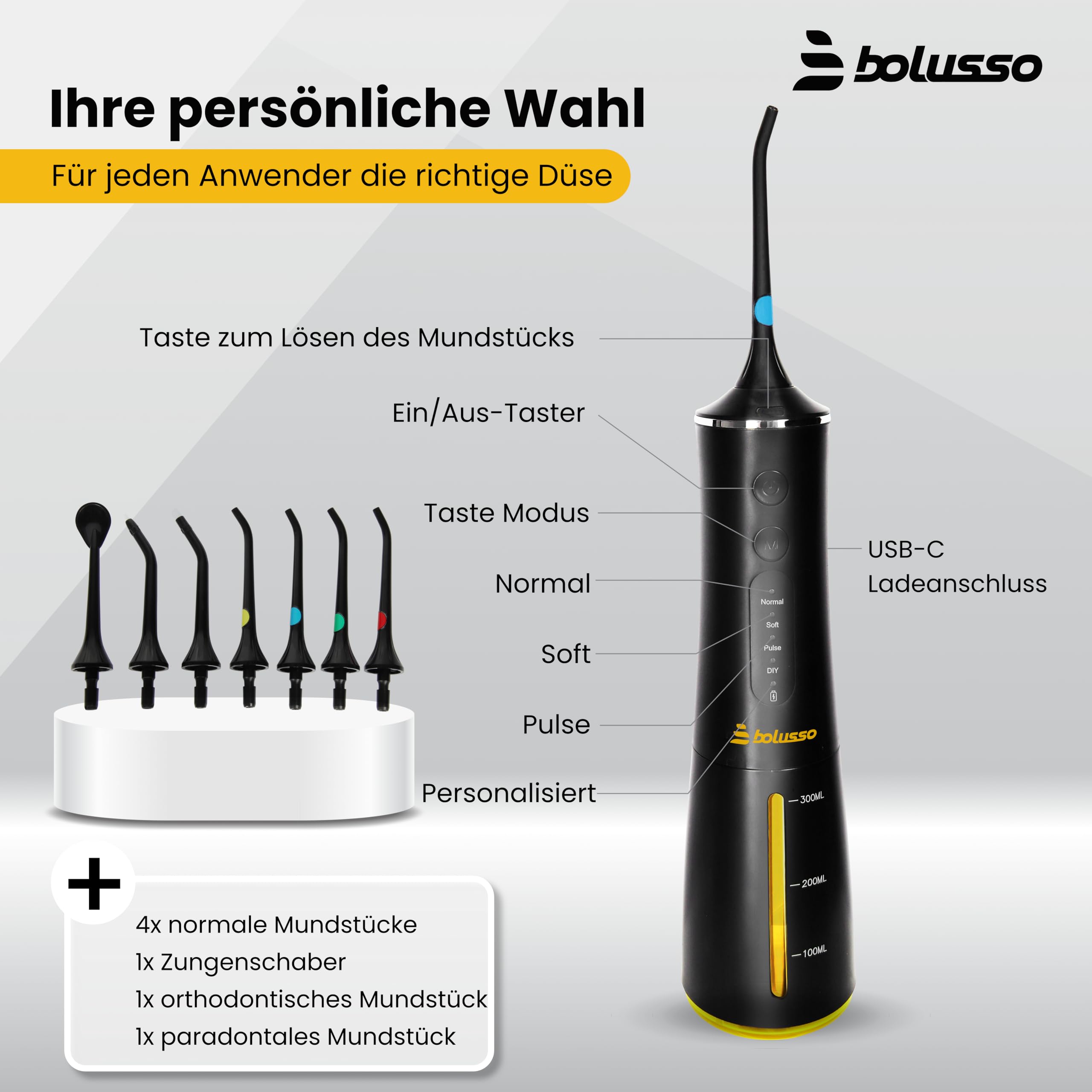 Waterflosser - Inclusief 7 Opzetstukken - Reistas - E-book - Volledig instelbaar - Monddouche - Tongreiniger - Mondverzorging - Tandplak Verwijderaar - Beugel Schoonmaken