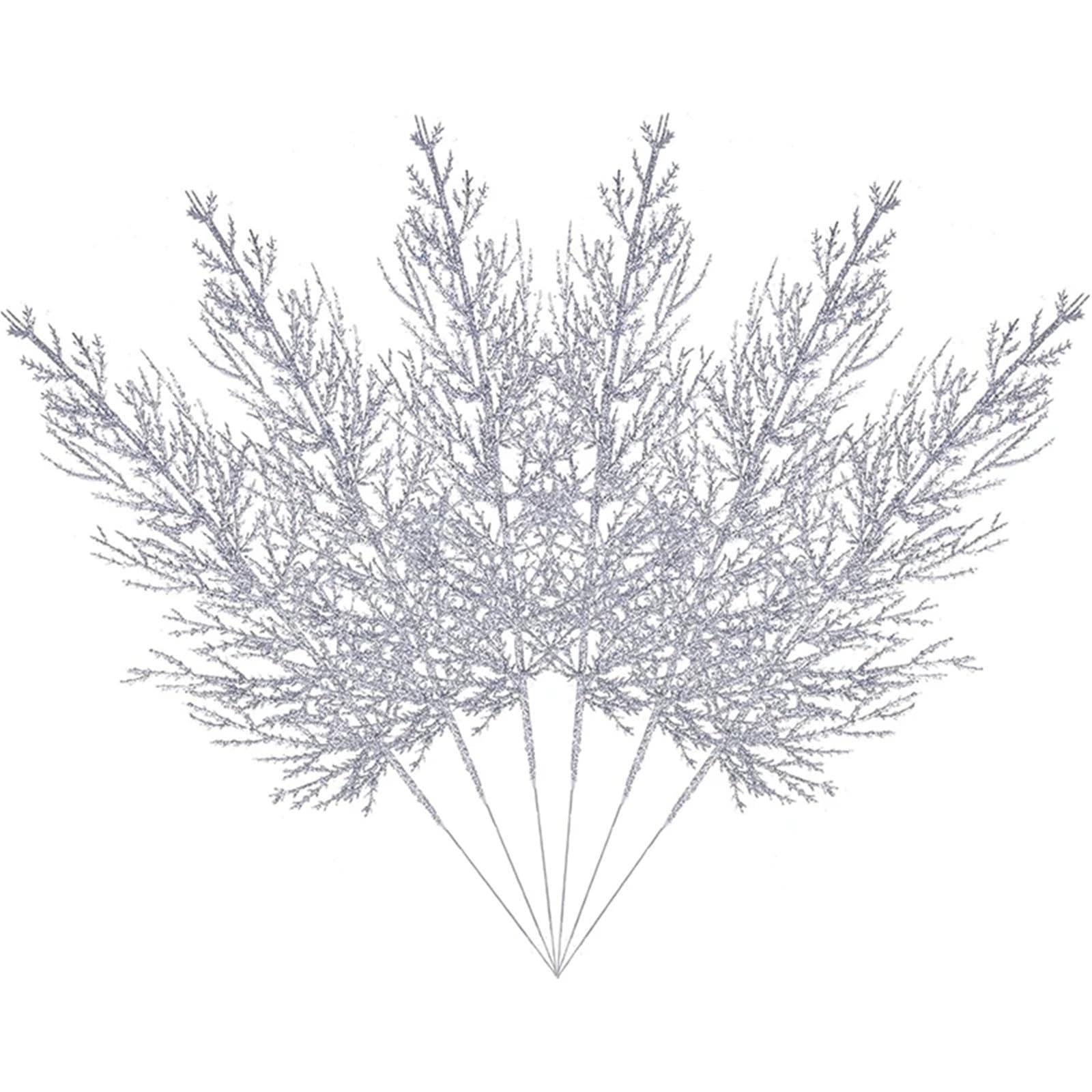 Aghi di pino artificiali glitterati natalizi, 30 pezzi, decorazione natalizia con foglie di pino artificiali, rami, fiori finti per albero di Natale, ghirlande fai da te per feste e casa