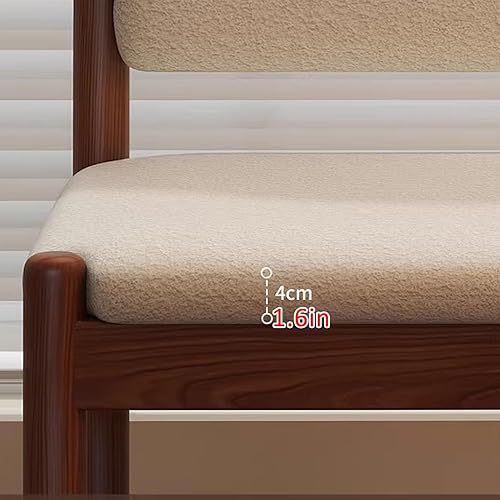Miniatura 4 de JKGHK Wooden Dining Chairs, Home Dining Room Kitchen Chairs, Fabric Upholstered Kitchen Side Chair, Retro Curved Backrest Living Room Chair for