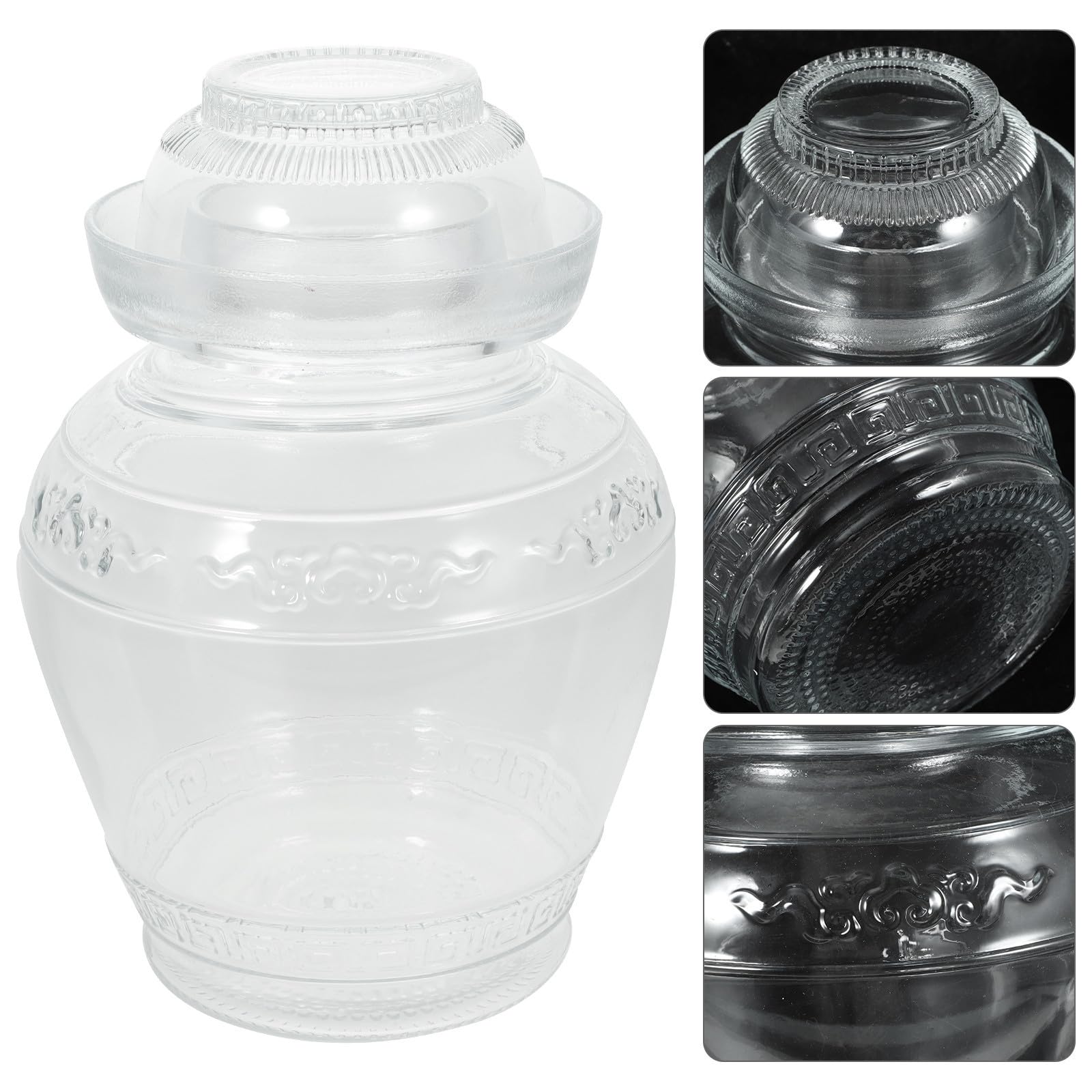 Angoily Transparentes Glas Gurkenglas Einfaches und Großzügiges Design mit Schutzdeckel 2,5kg Kapazität für Küche und Vorratshaltung