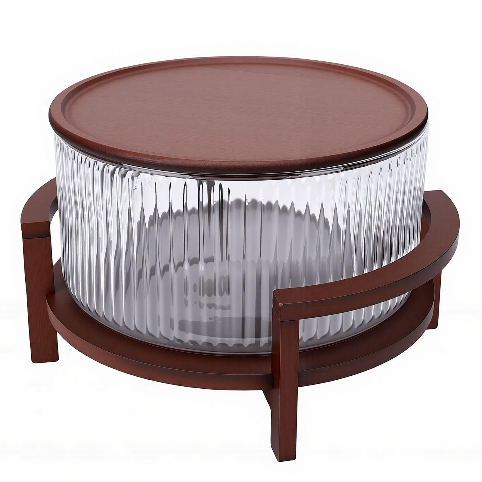 Topiky Ensaladera de Vidrio con Soporte y Tapa de Madera, Ensaladera de Vidrio Decorativa de 4,3 L, de Grande para Cenas Familiares, Fiestas, Reuniones