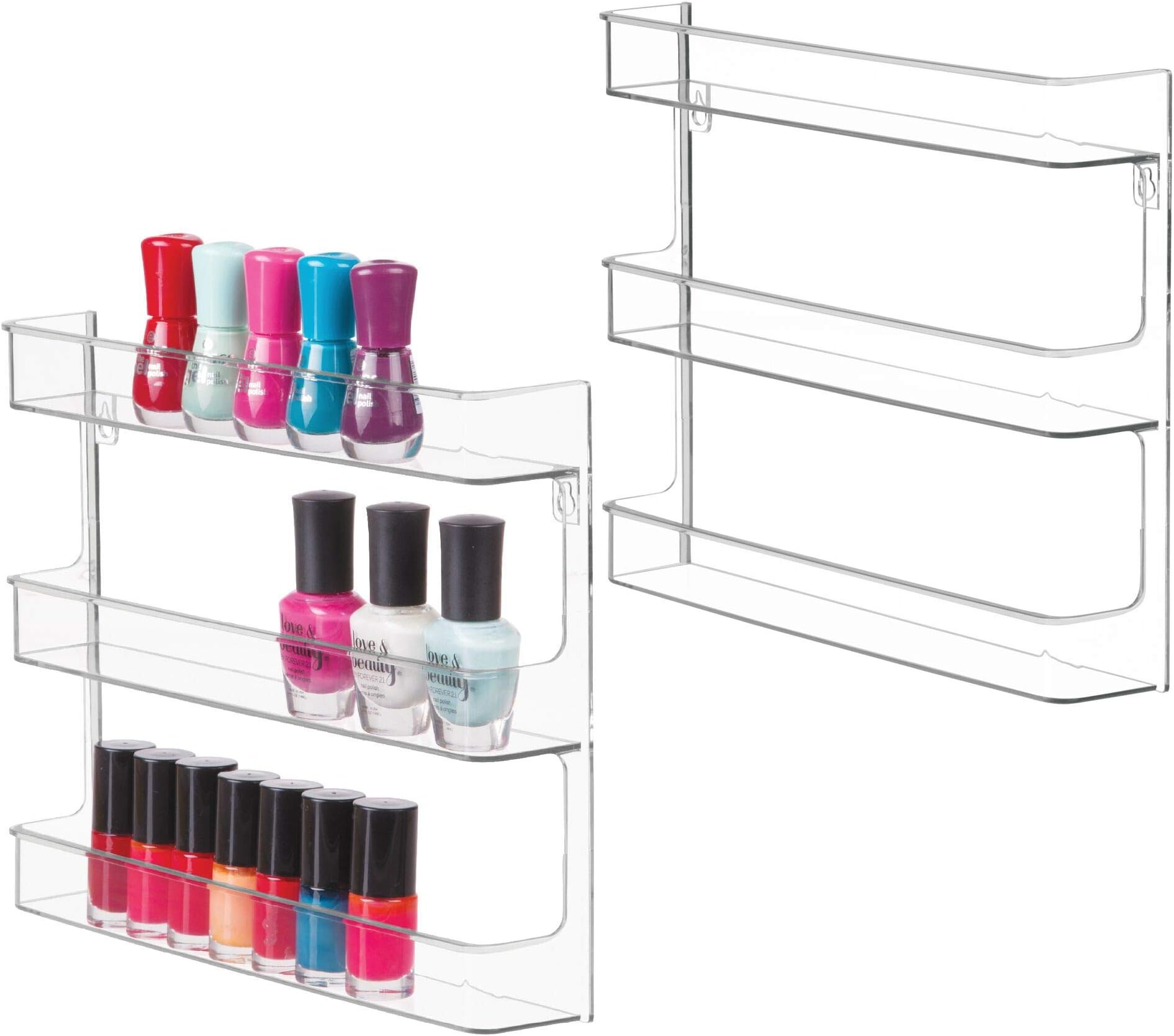 iDesign Hanging Nail Polish & Cosmetics Organizer, Set of 2, The Clarity Collection – 8.78" x 2.02" 11.07", Clear