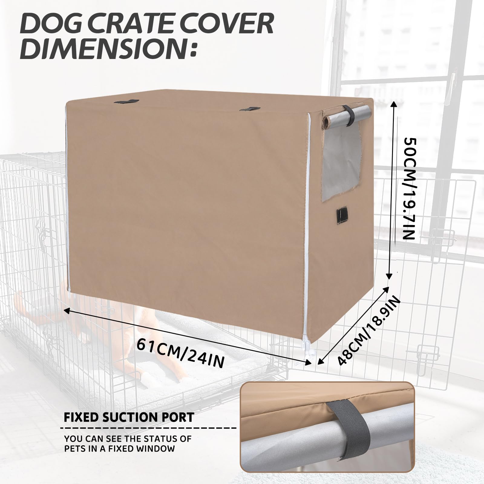 OUUTMEE Funda para jaula de perro de alambre de 24 pulgadas, cubierta impermeable de tela Oxford 210D para perrera, resistente al viento, cubierta para jaula de perro para protección interior y