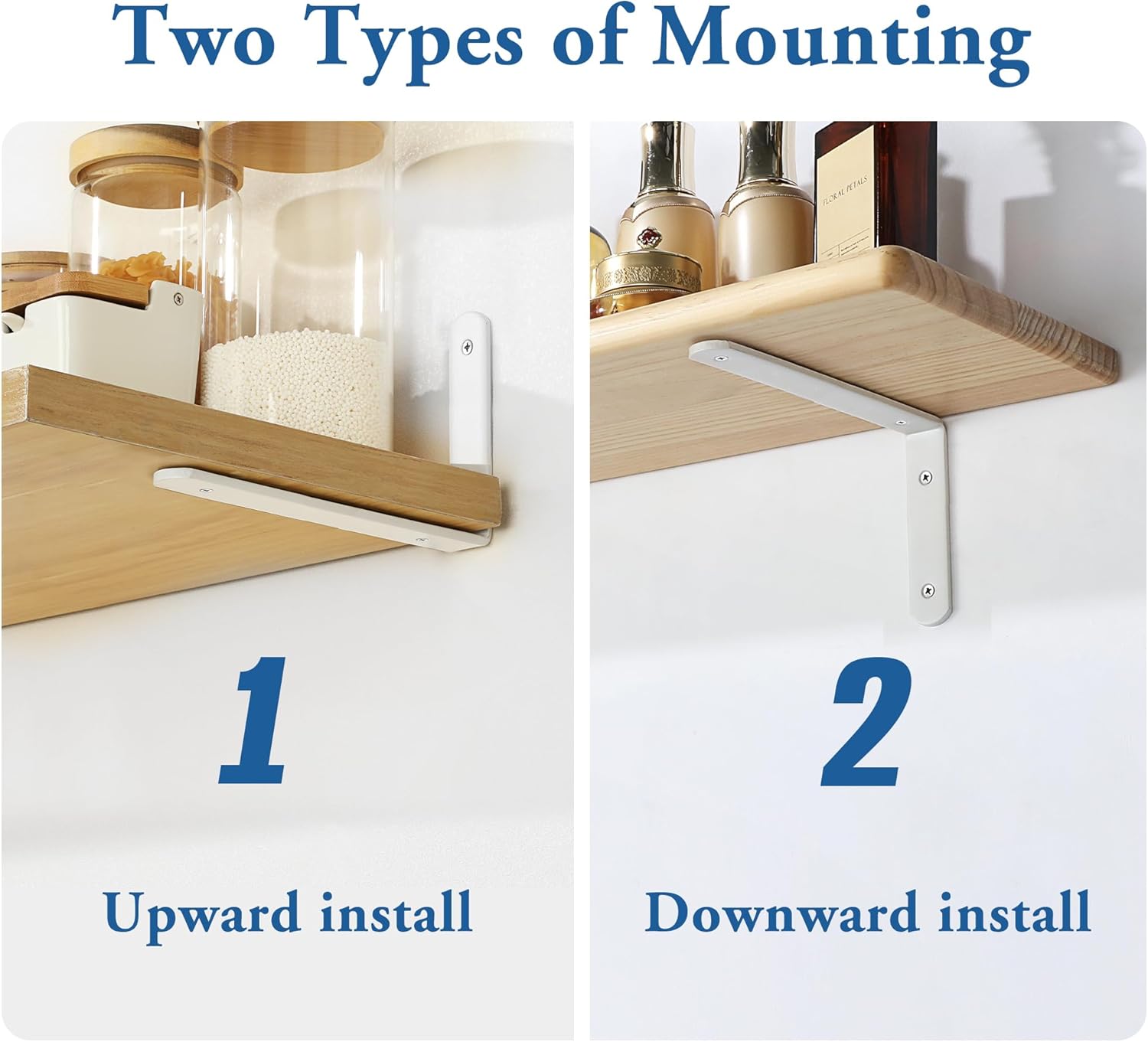 Mooche 4Pack Floating Shelf Brackets, Heavy Duty Metal L Brackets Wall Mounted Corner Brace Angle Bracket for Wood Shelves, with Screw Included (White, 12*6.48 Inch)