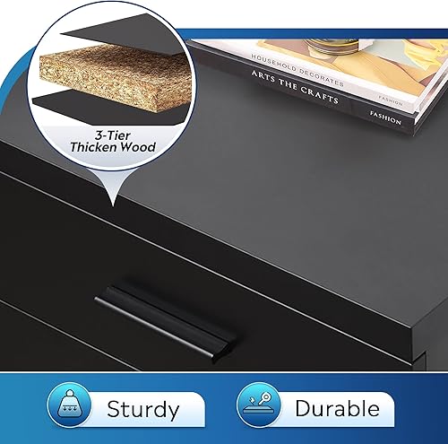 Miniatura 40 de DEVAISE Archivador de 3 cajones para oficina en casa, archivador de madera debajo del escritorio, soporte de impresora rodante con ruedas, nogal