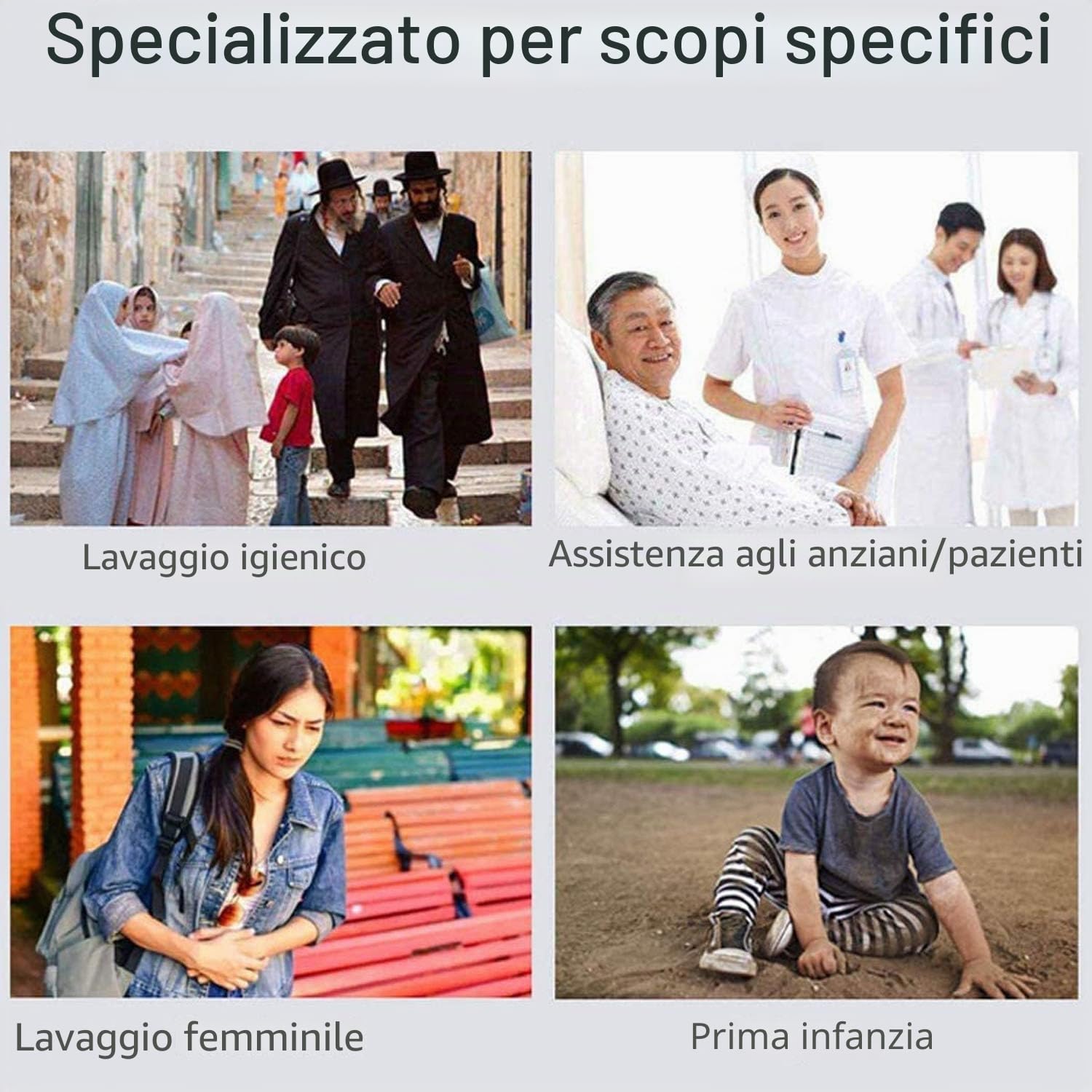 Bidet Elettrico Portatile da Campeggio Ricaricabile Con Luce, Lanterna, per Disabilità, Ospedali, Anziani, Bambini, Escursionismo, Pesca (2 in 1 +