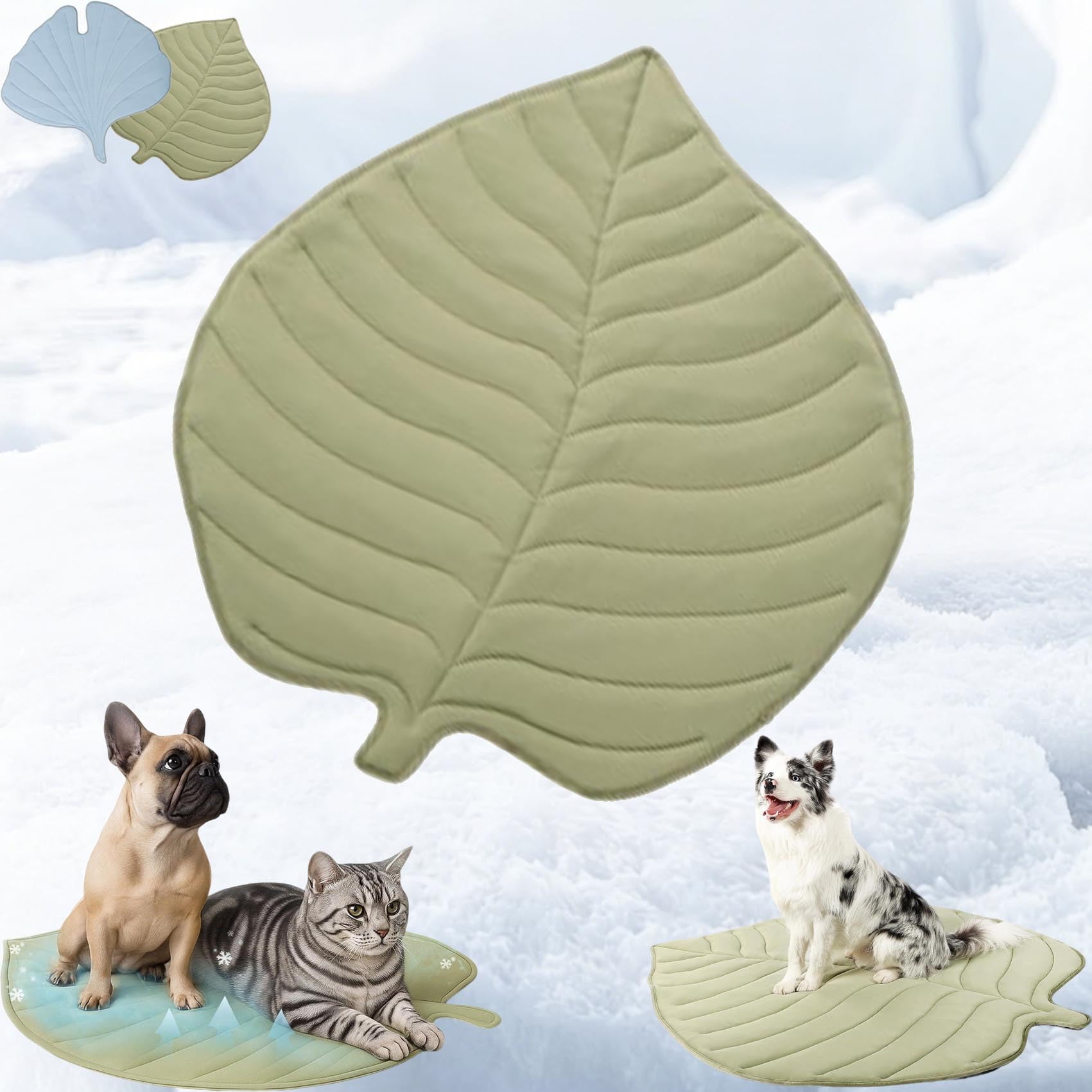 Alfombrilla de refrigeración para mascotas en forma de hoja, manta de enfriamiento reversible de verano para perros y gatos, almohadilla de autoenfriamiento lavable para sofá, cama, suelo