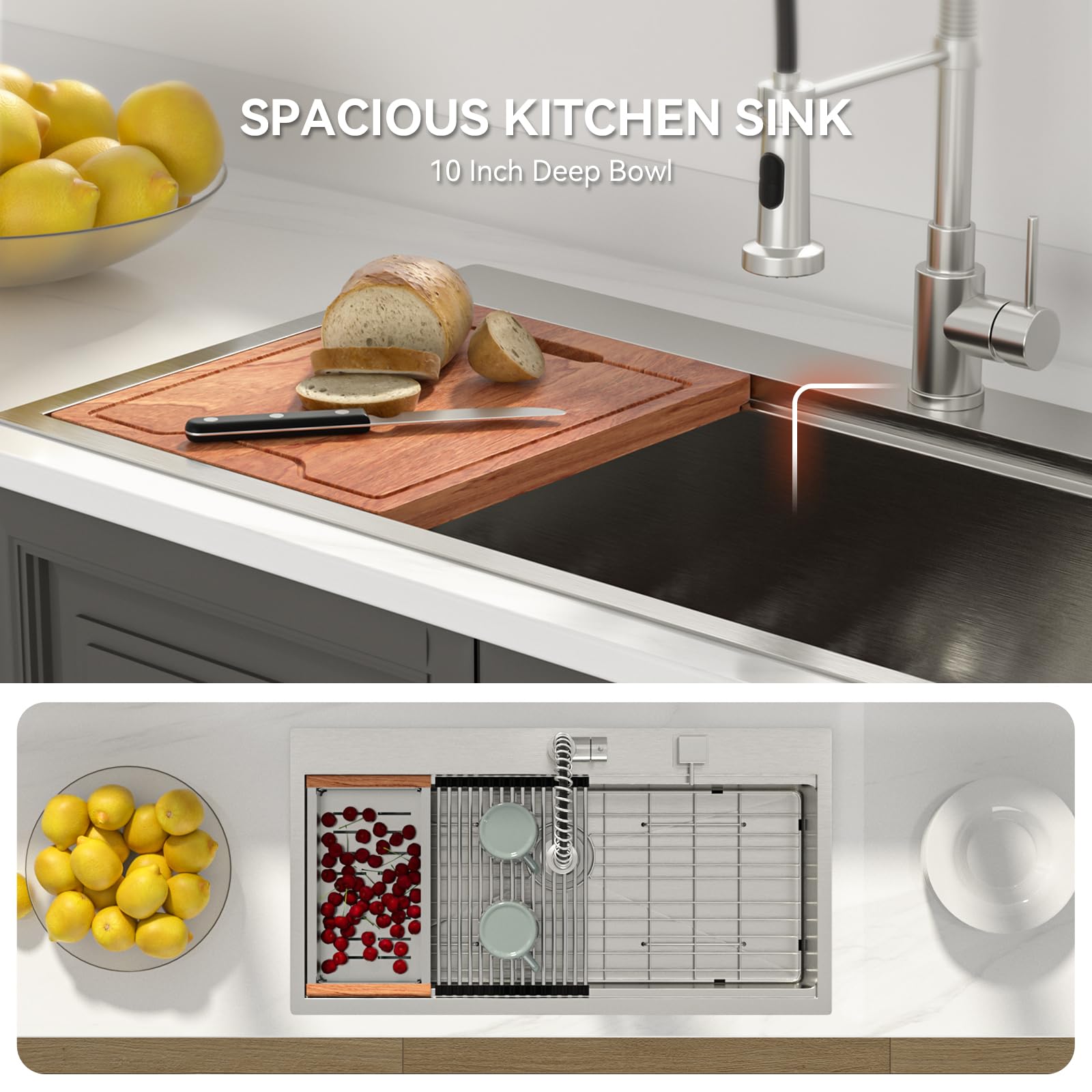 Lordear 36 Drop In Kitchen Sinks Worktation 16 Gauge Stainless