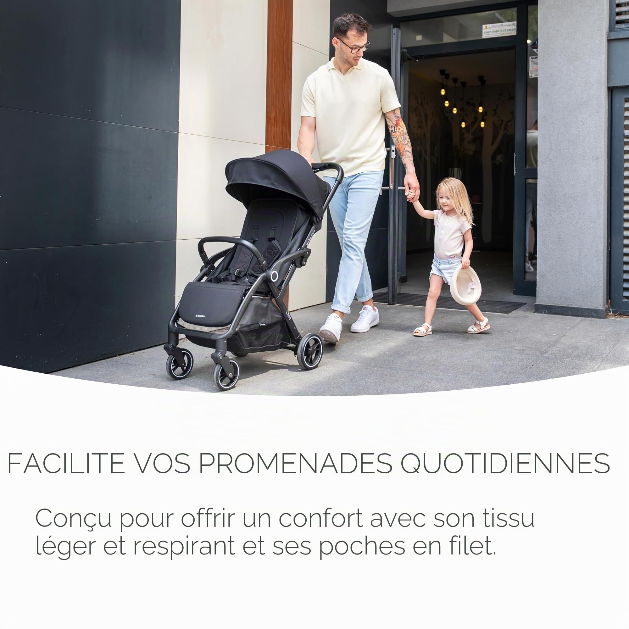 KikkaBoo Poussette Canne Compacte CIELA, Bébé jusqu’à 22 kg, Ultra Légère, Pliage Automatique, Noir