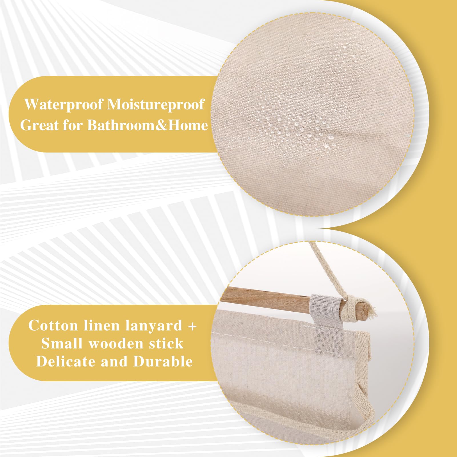 Jeffdad Hängeorganizer Hängetasche, 3 Fächer Wand Aufbewahrungstasche, Faltbares Wand Organizer Hängend Bad mit Klebriger Haken, 25 x 25 cm Hängekörbchen für Zuhause Diele Büro Schlafsaal Bad(Beige)