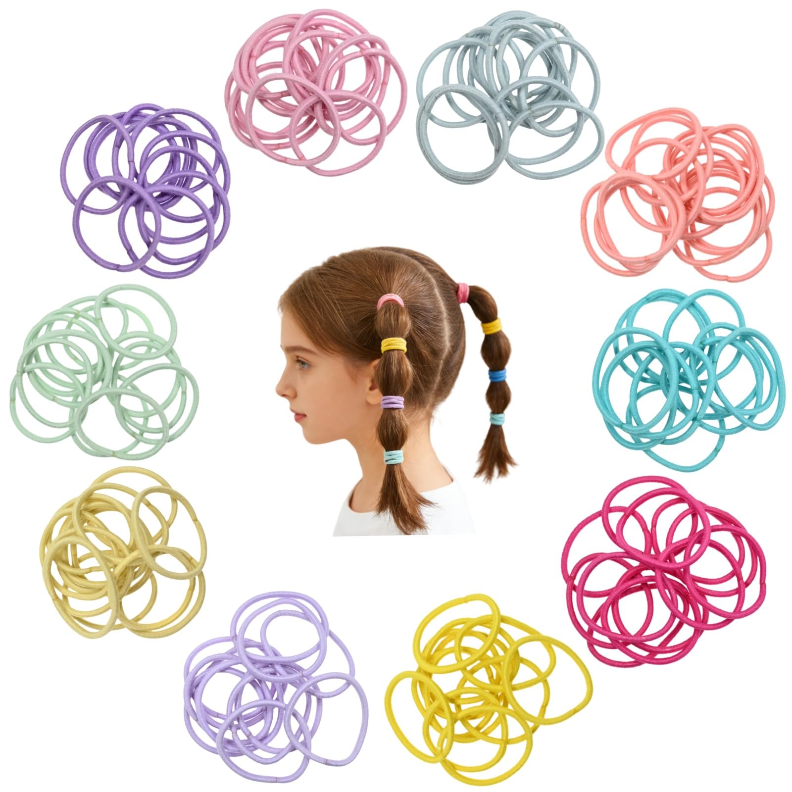 ZHIYE 200 Pcs Elastic Hair Ties for Toddlers & Baby Girls, 2.5cm No Damage Hair Bobbles, Small Multicolor Ponytail Holders