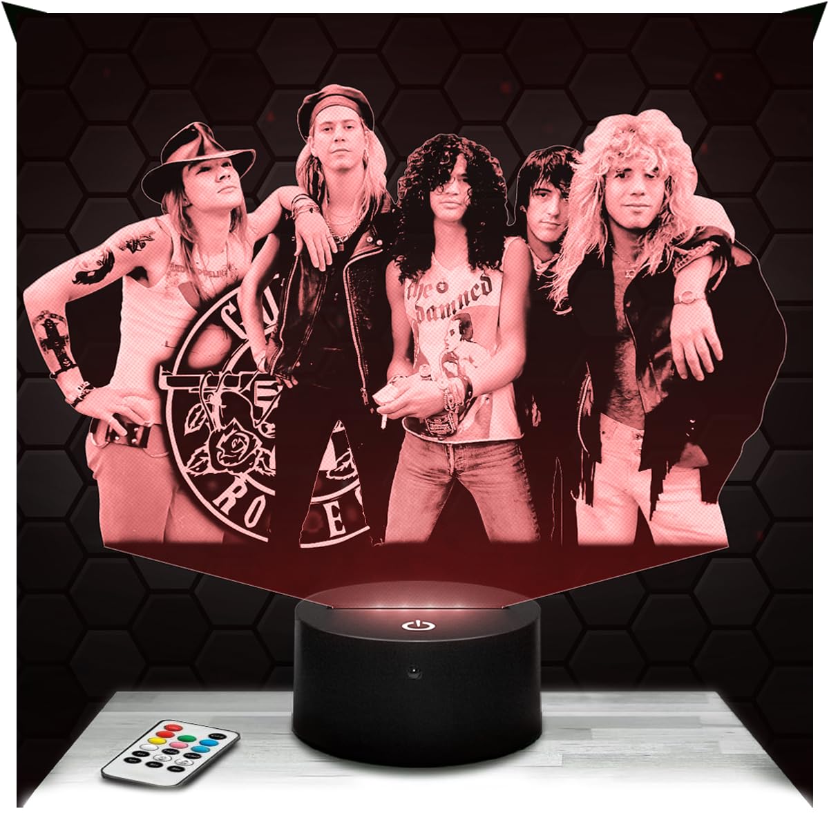 Lampephoto.fr - 3D Lamp G N Roses American Hard Rock Band, Touch LED Night Light, 3D Hologram Effect, Christmas Birthday Gift Idea for Men Women, Bedroom Decoration Object — image 1