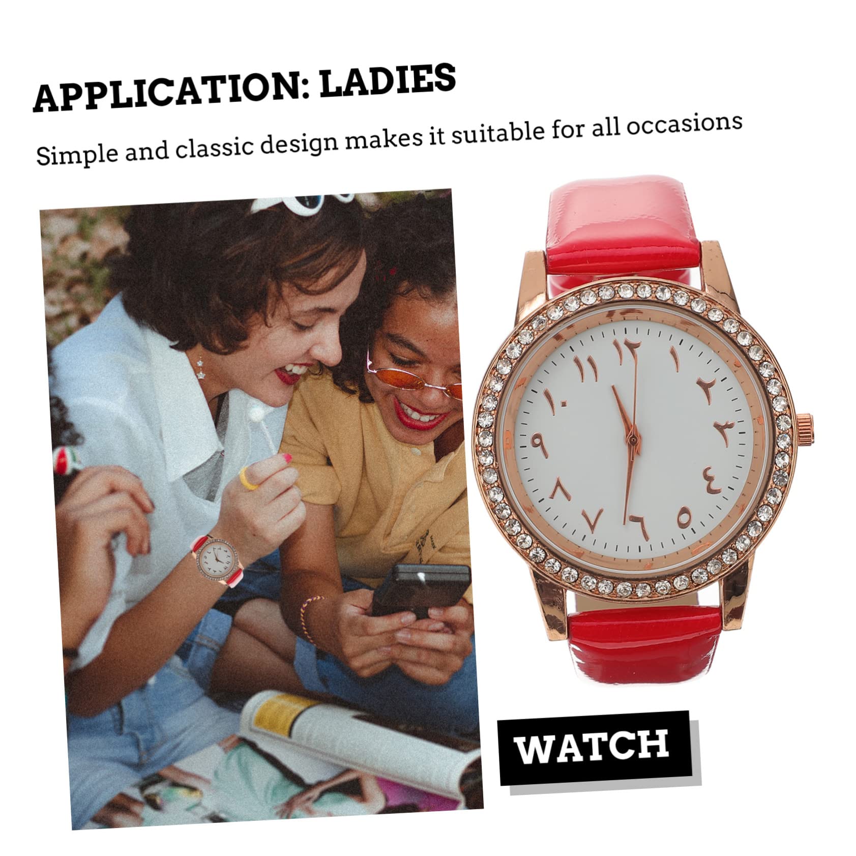 5 Pz guarda ladies watch women watch vegito regali per ragazze orologio da donna con diamanti orologio orologio bling da donna Specchio di ordinario rosso