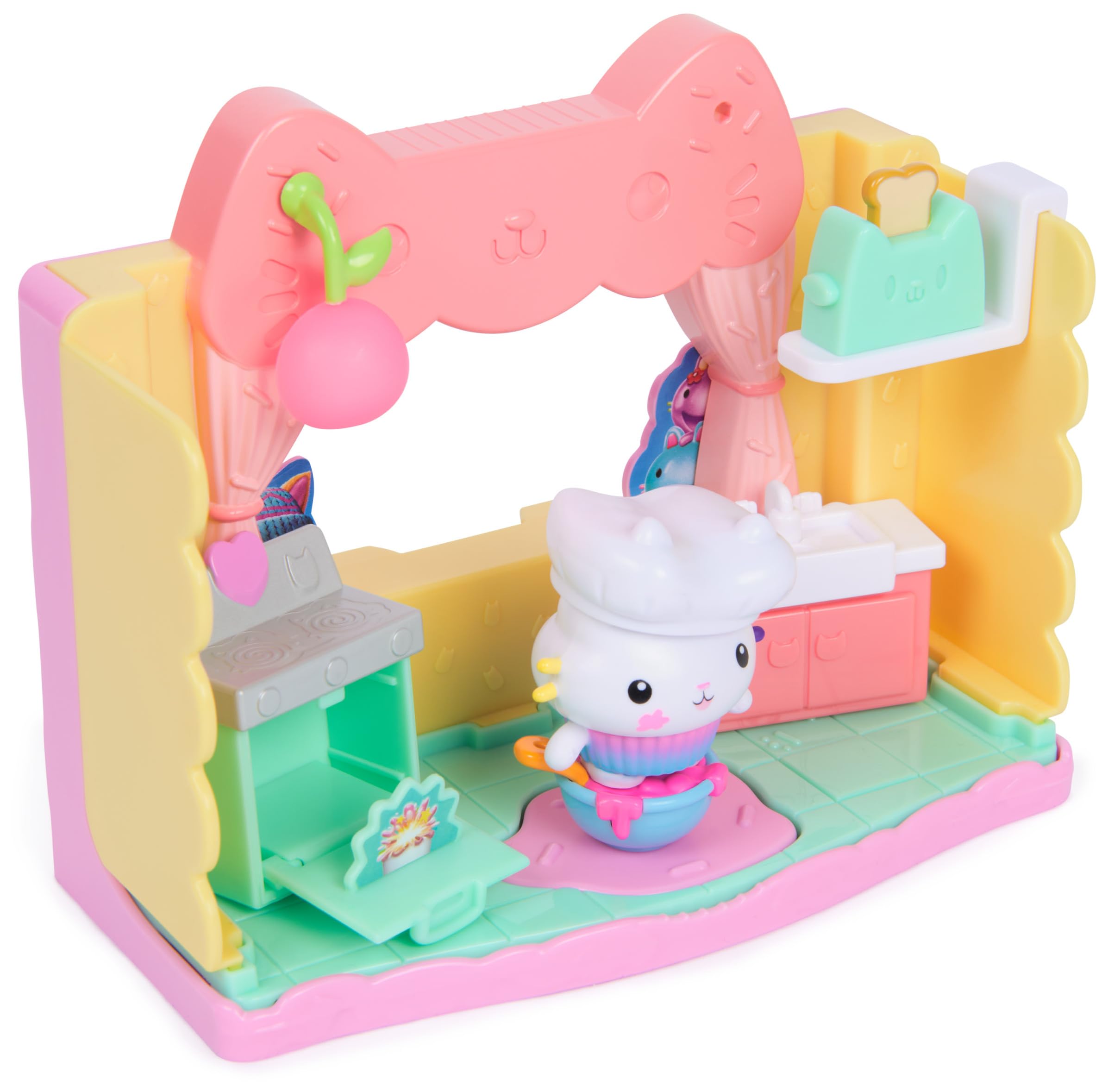 La Casa de Muñecas de Gabby - Pack Cocina de Pastelillo de La Película de Gabby's Dollhouse con Figura + 7 Accesorios + Juguete Sorpresa - Juguetes Niña 3 años + - Regalo Niña 3 años +