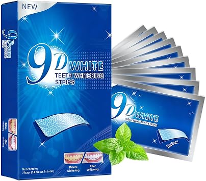 Teeth Whitening Strips - 9D Teeth Whitening Kit Professional Effects, Non-Sensitive Teeth Whitener for Enamel Safe, 14 Strips 7 Day Treatment Remove Stains for a Brighter Smile, Mint