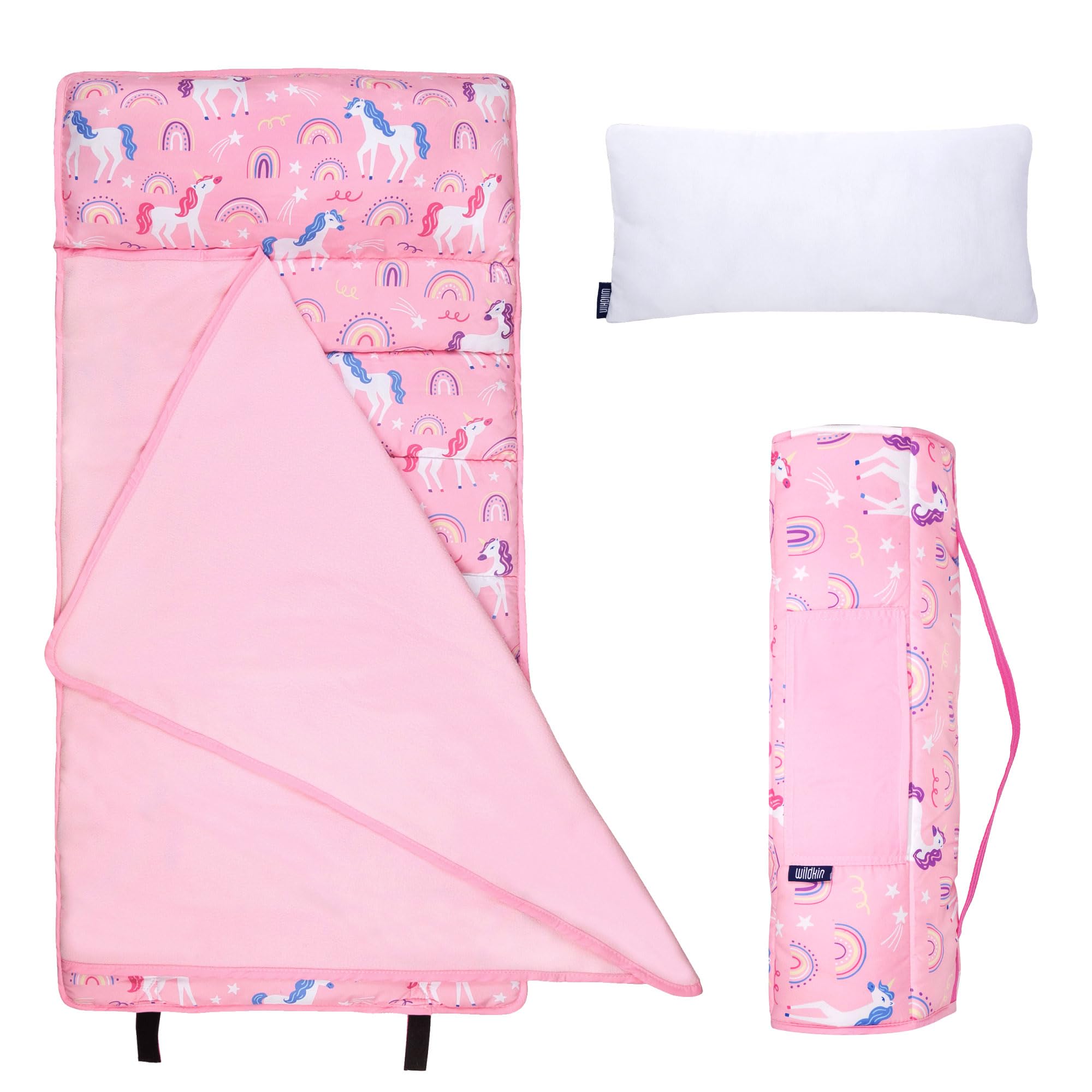 Wildkin 43 Inches Microfiber Nap Mat with Reusable Pillow for Boys & Girls, Ideal for Daycare & Preschool Toddler Sleeping Mat, Soft Cotton Blend Materials Nap Mat for Kids (Rainbow Unicorns)-image-30