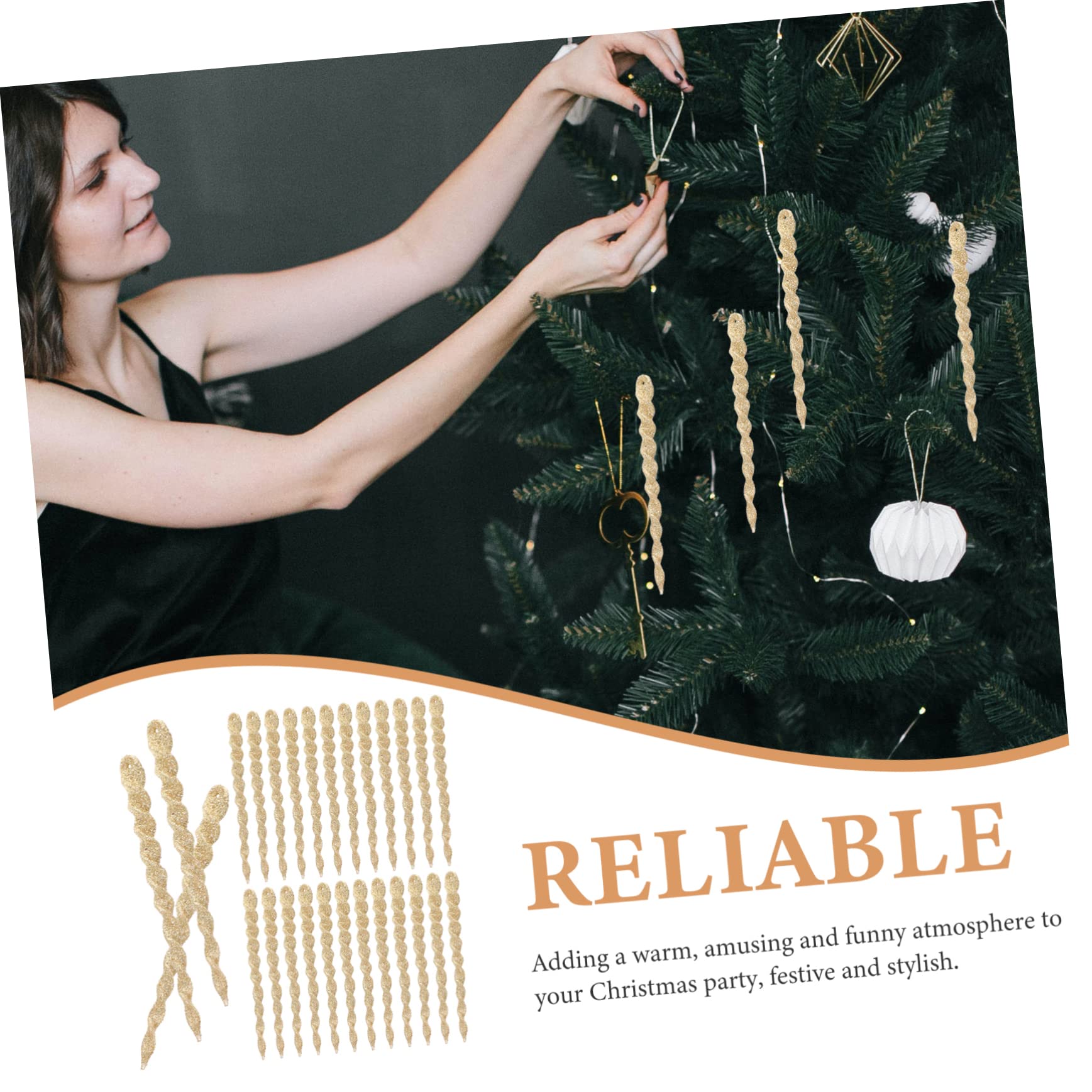 TOPBATHY 240 STK Zwiebel-Pulver- -Schnee-Nadel Weihnachtsbaum Schneeflocke Dekoration Urlaub hängende Eiszapfen Christbaumschmuck Christbaum anhänger Weihnachtsdekorationen Partyzubehör