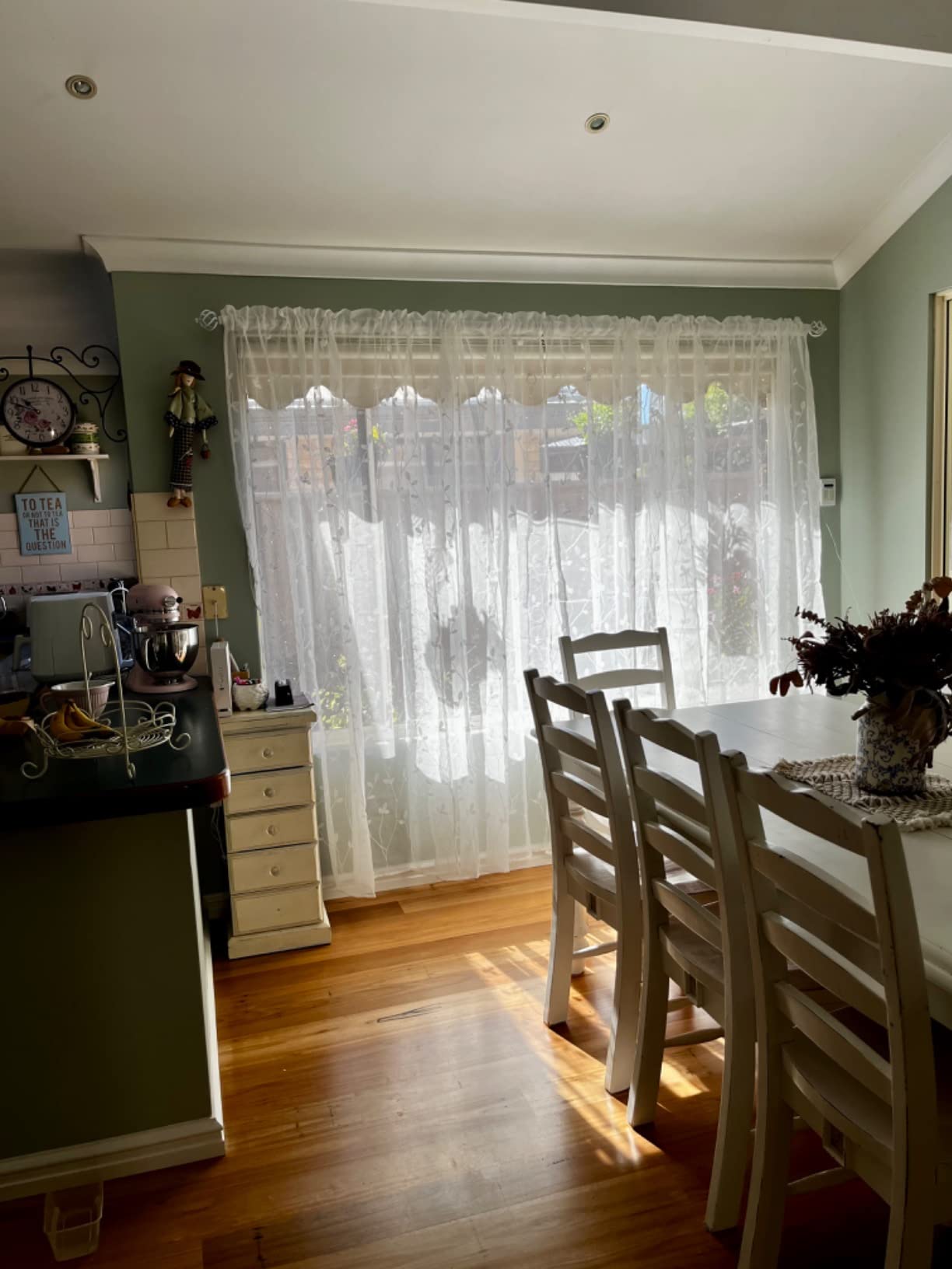 RYB HOME White Semi Sheer Curtains - Linen Wave Texture, 52x120 Inches, 2 Panels
