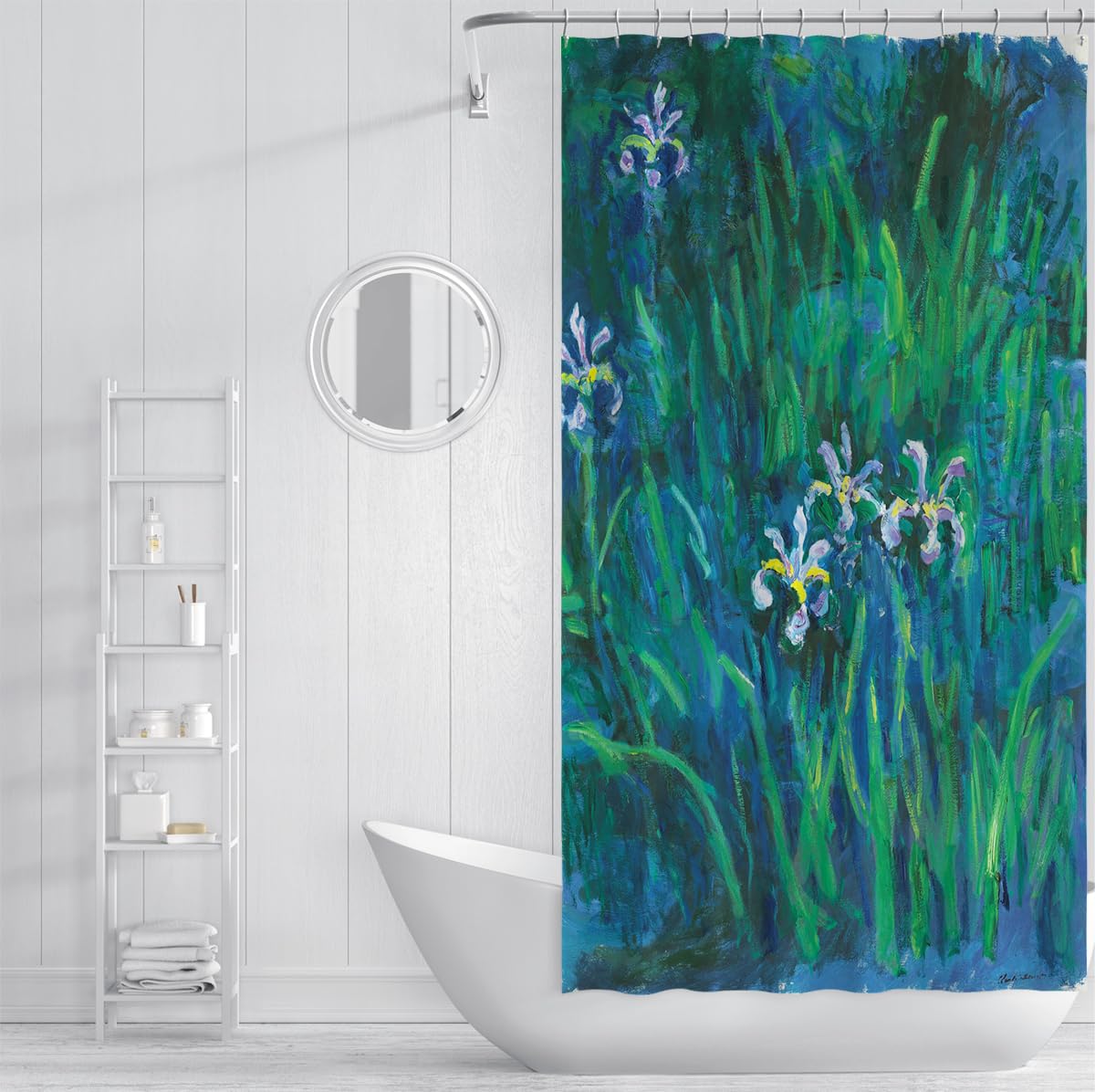 Impressionnisme Rideau douche à iris Peinture à l’huile vintage 150x200cm
