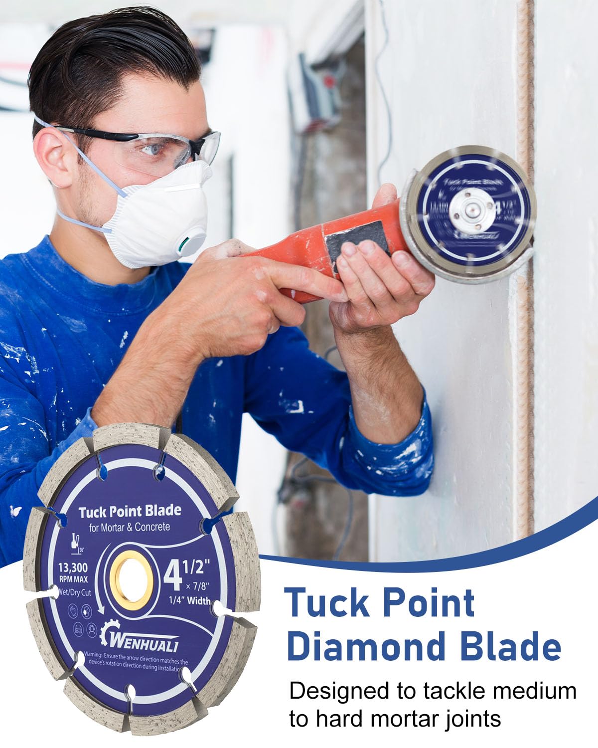 4.5" Diamond Tuck Point Blade for Concrete 2 Pack 1/4" Thickness – Premium Diamond Blade for Mortar Joint Removal, Concrete & Brick Grout Repair, 7/8" Arbor, Fast Clean Cutting (2 Pack)