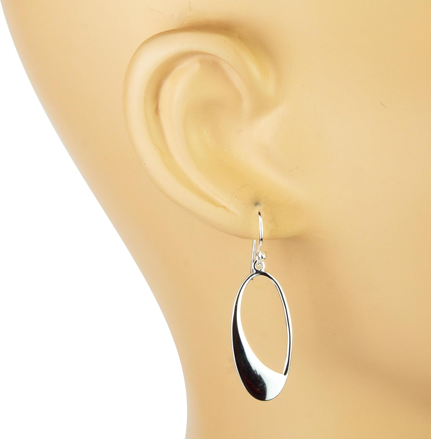 925 Solid Sterling Silver Teardrop Dangling Thread Earrings - Open Oval Long Hoop Hypoallergenic Jewelry - Image 2