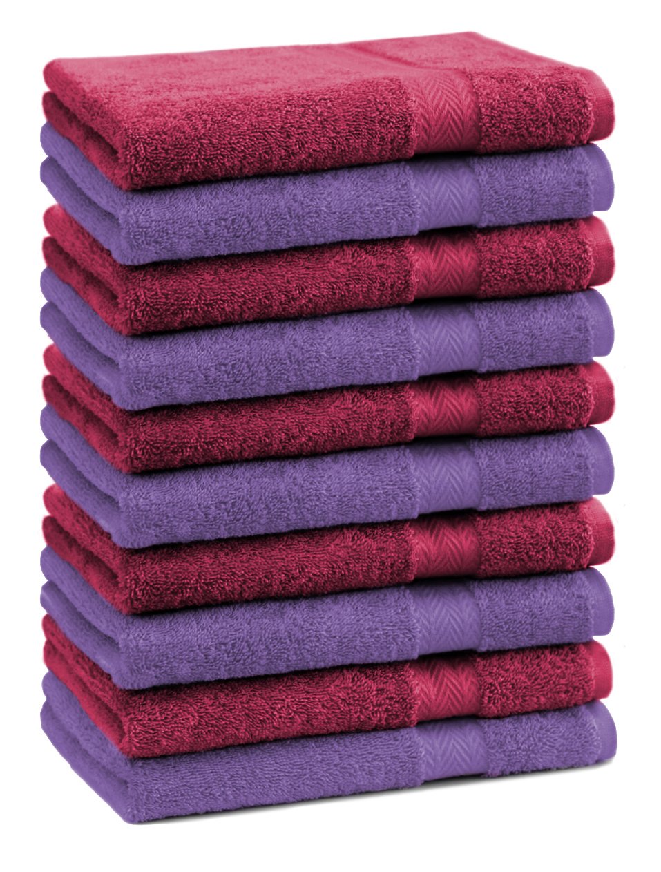 Betz 10 stuks gastendoekjes premium 100% katoen gastendoekset 30x50 cm kleur donkerrood en paars
