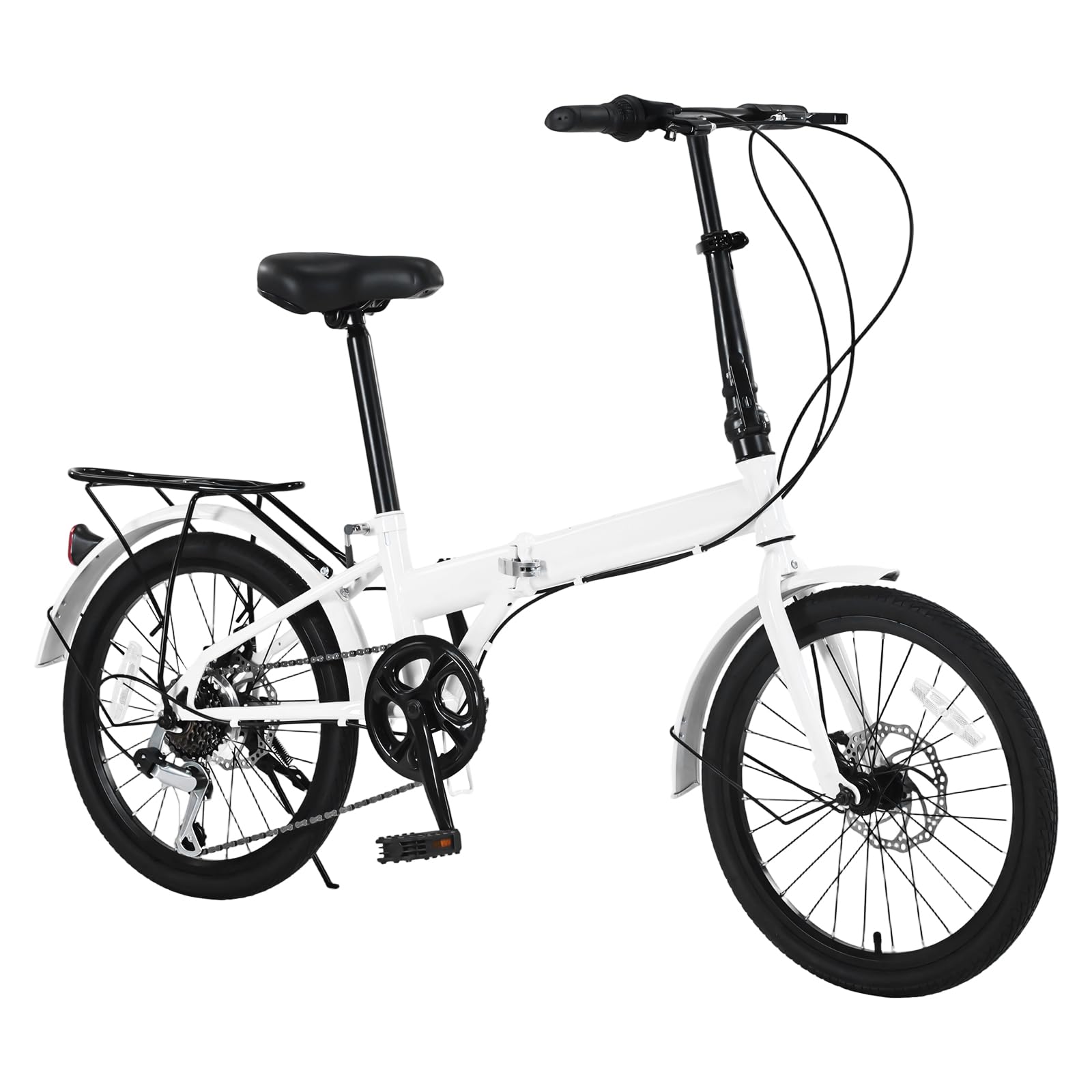 LIAPDG 20-Inch Folding Bike, Foldable Bike for Adults Adjustable Seat Height & Elevable Handlebars Store in The Trunk 7-Gear Transmission Front and