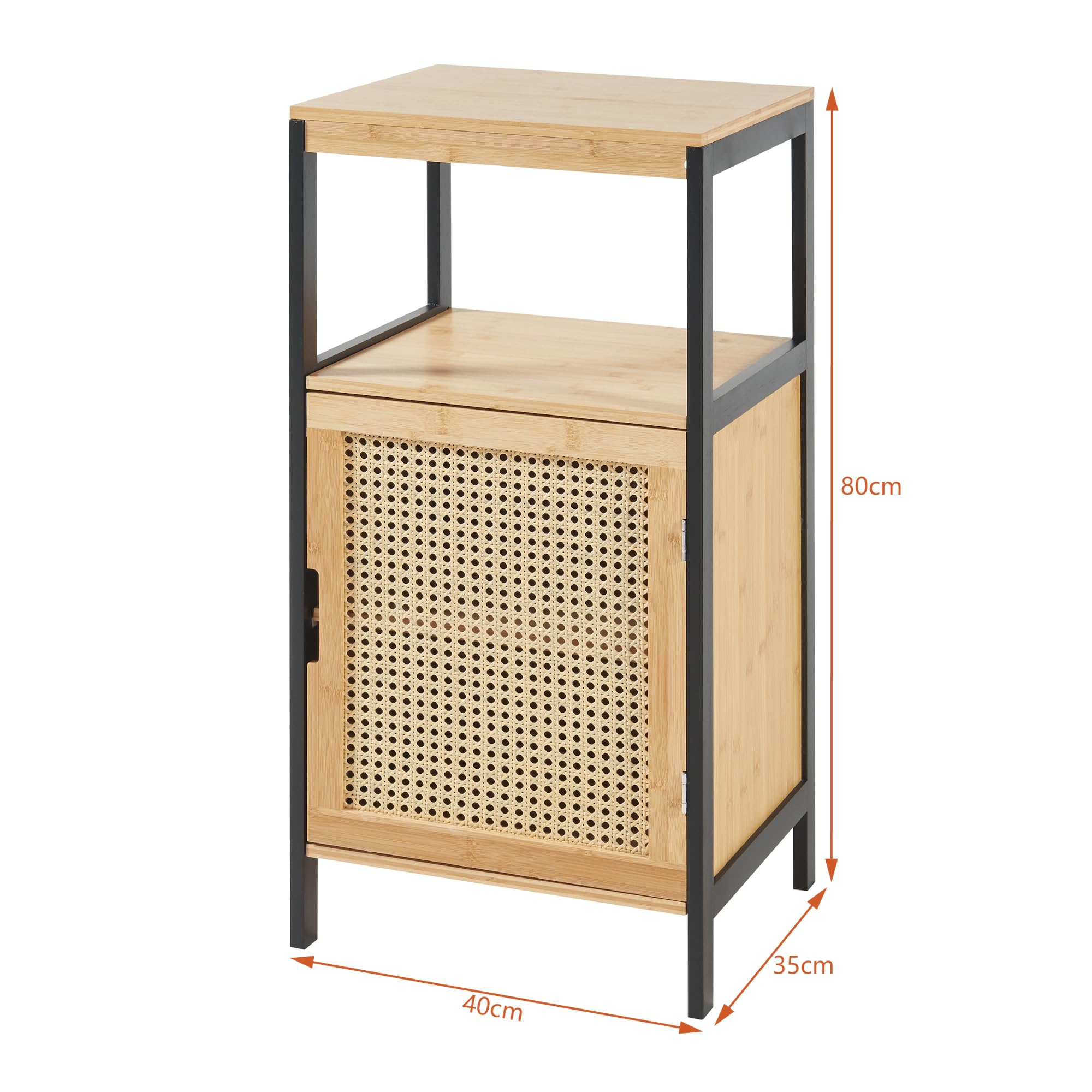 Armoire De Rangement En Bambou Avec Porte à Volets - 3 étagères, Pour Salle De Bain, Cuisine, Salon - 5