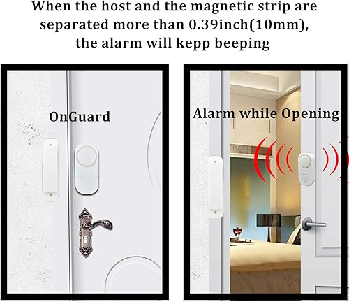 Miniatura 5 de Paquete de 5 alarmas para puerta de ventana, alarma con sensor de puerta para seguridad de los niños, sistema de alarma para seguridad del hogar