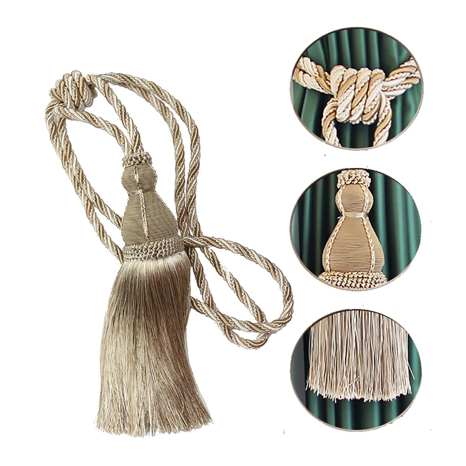 1 Fermatende con Frange E Nappe, con Pallina per Appendere Le Tende, con Fibbia E Corda, per Decorare La Finestra, Accessori per La Stanza.（Red-132Cm）