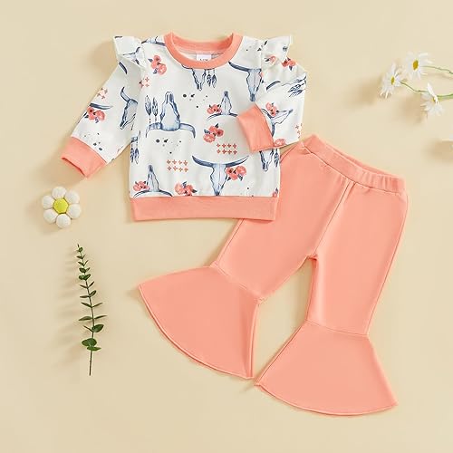 Miniatura 9 de Ropa de bebé con estampado de vaca para bebé sudadera con pantalones acampanados traje de invierno