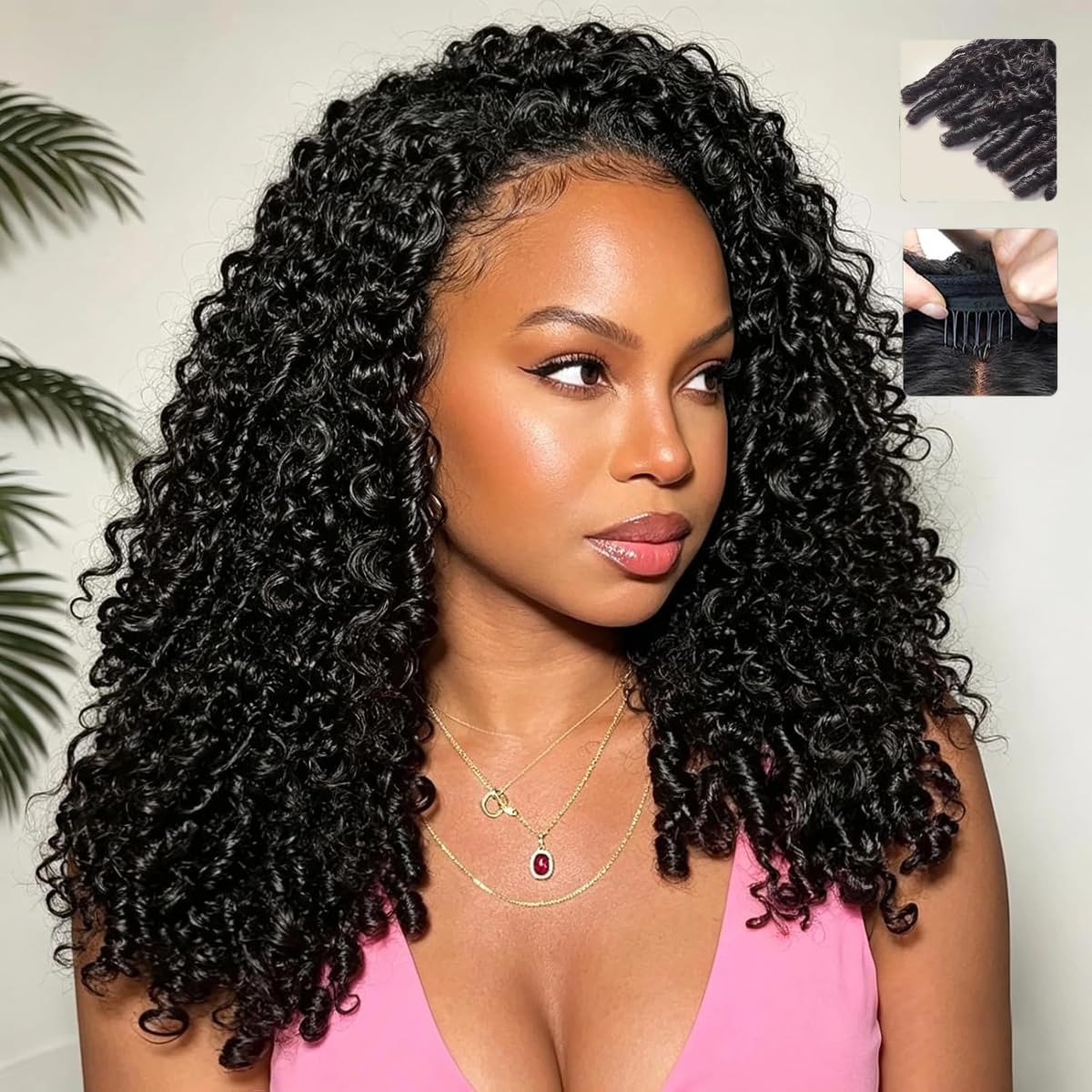 Burmese Curly Half Wig Human Hair 200 Density Half Wigs for Black Women