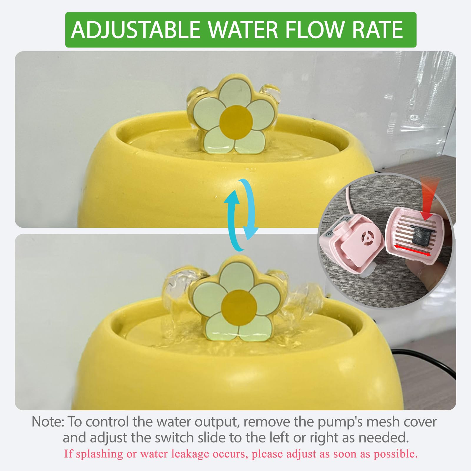 Distributore d'acqua per gatti in ceramica, 1,5 l, ultra silenzioso, automatico, per gatti, animali domestici, fontanella per interni, con filtro a carbone attivo dal design carino, perfetto