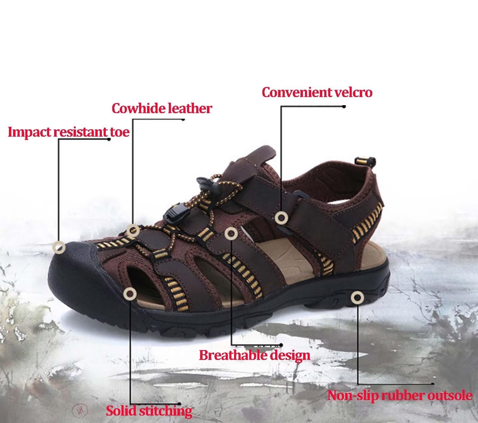 Rivccku Sandali Sportivi Estivi per Uomo Scarpe da Trekking con Punta Chiusa per Sport all'aria Aperta Uomo per la Piscina Estiva Sulla Spiaggia