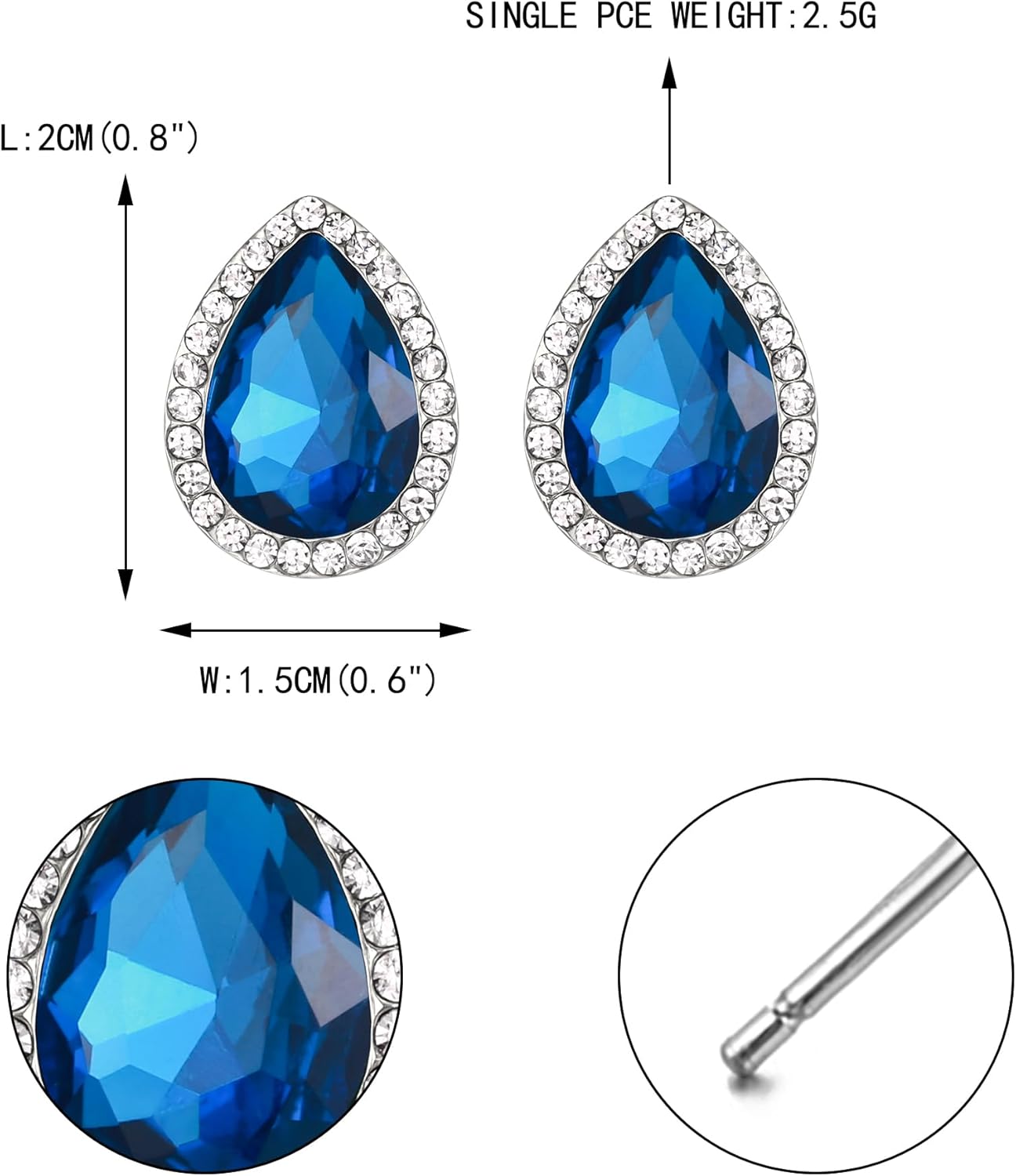 EVER FAITH Women's Austrian Crystal Wedding Teardrop Stud Earrings - Image 6