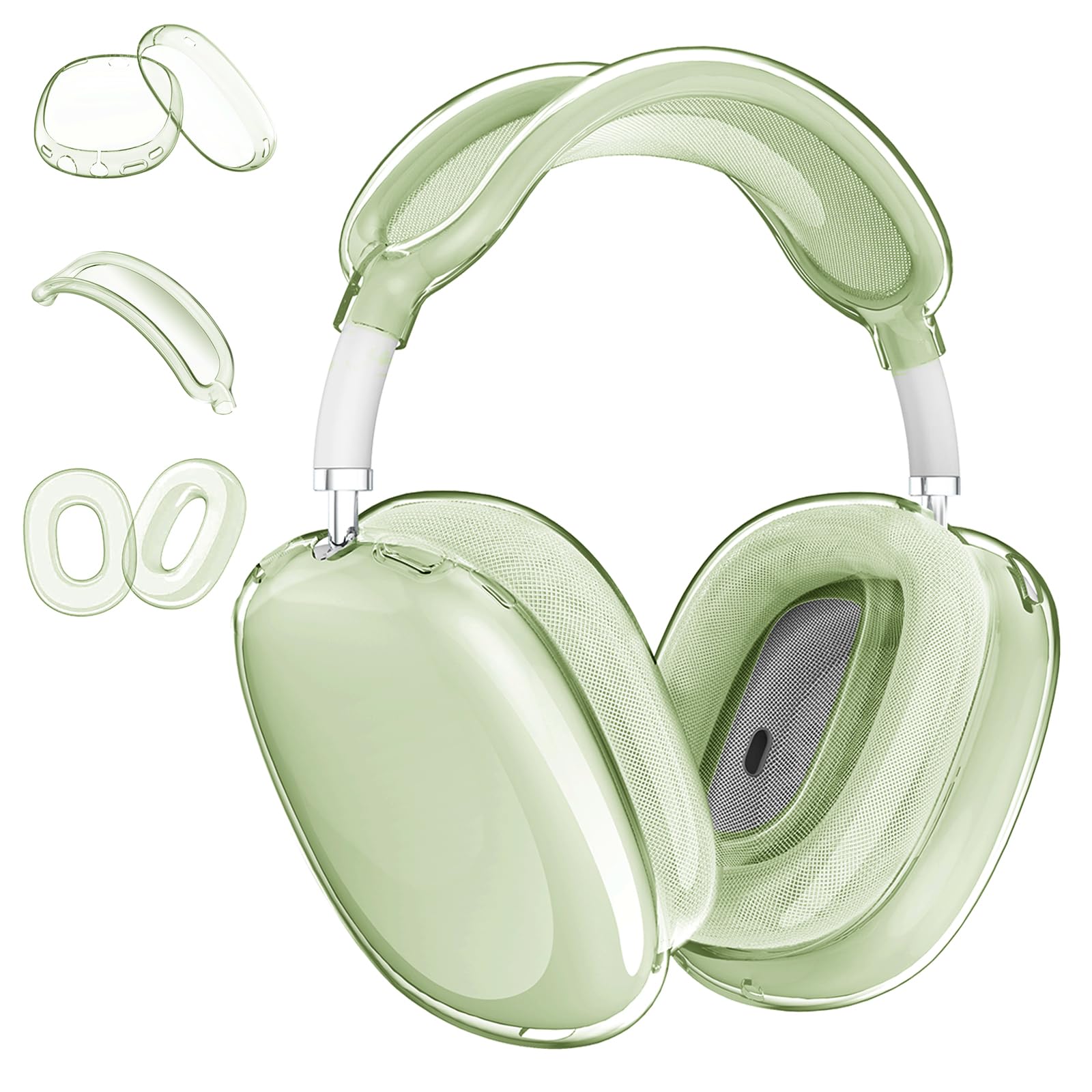 Aircawin for AirPods Max Case Clear,3 in 1 Clear Soft TPU Ear Cups Cover/Ear Pad Protector/Headband Skin for Airpods Max Case Cover,for AirPod Max