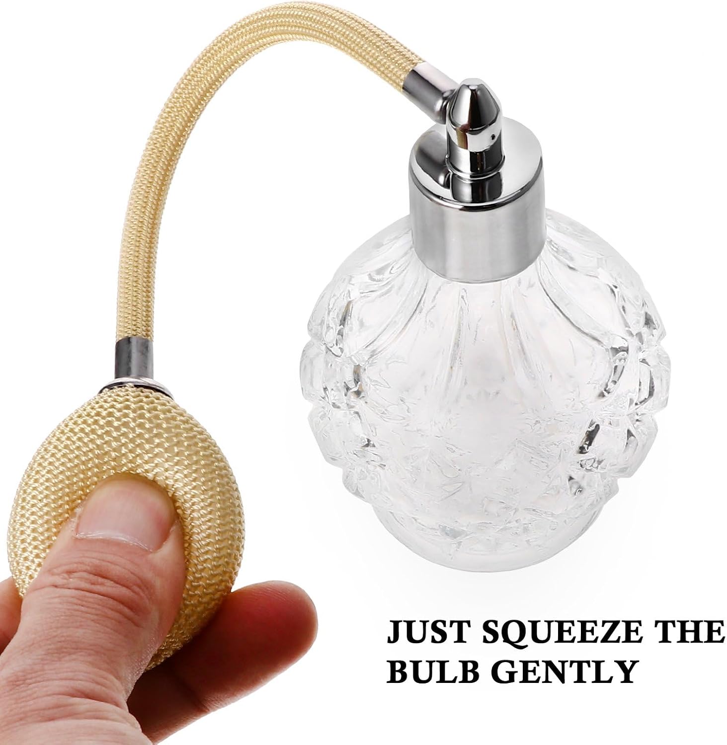 100ml Clear Crystal Vintage Style Perfume Bottle Long Spray Tassels Atomizer Pump Refillable Glass Bottles Lady Makeup Tool (Silver) image 3