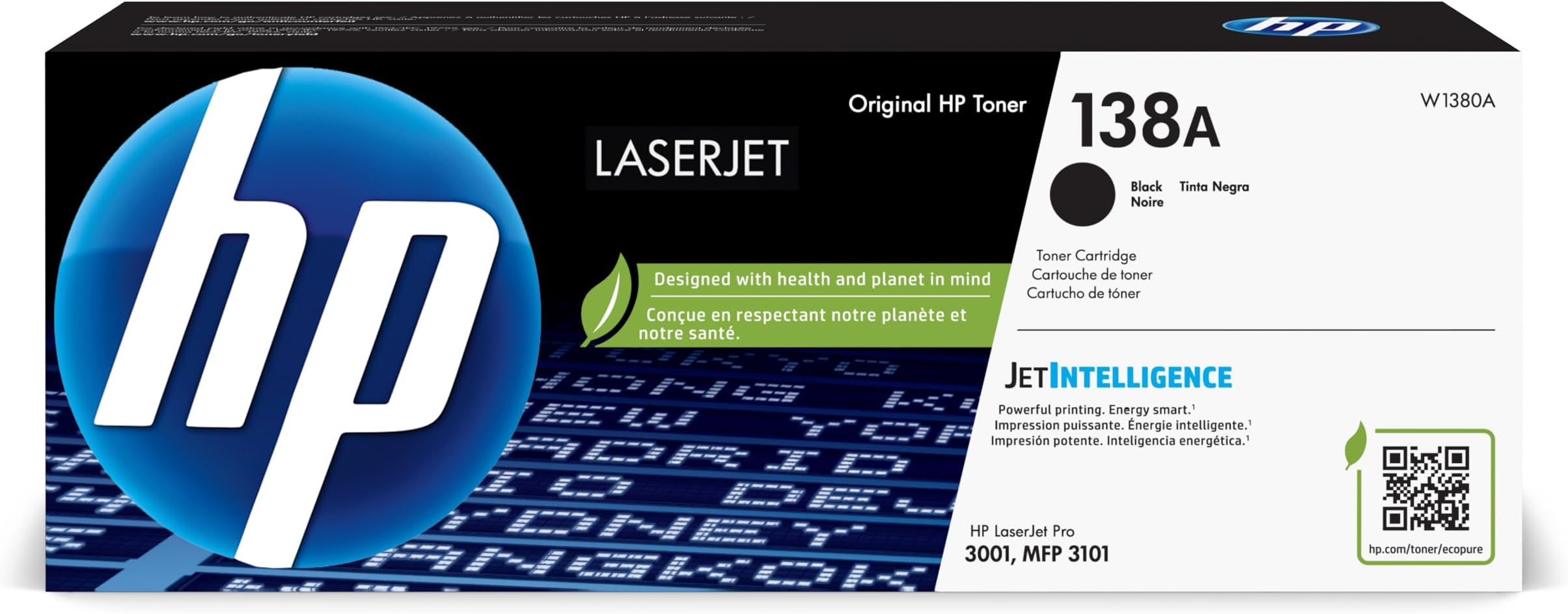 138A Black Toner Cartridge | Works with HP LaserJet Pro 3001 Series, HP LaserJet Pro MFP 3101 Series | W1380A