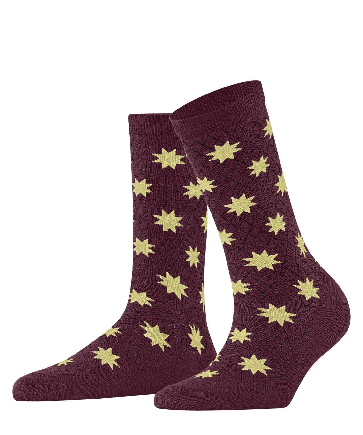 Burlington Women's Holly Jolly W So Cotton Patterned Socks 1 Pair, Red Burgundy 8326, 3.5-7