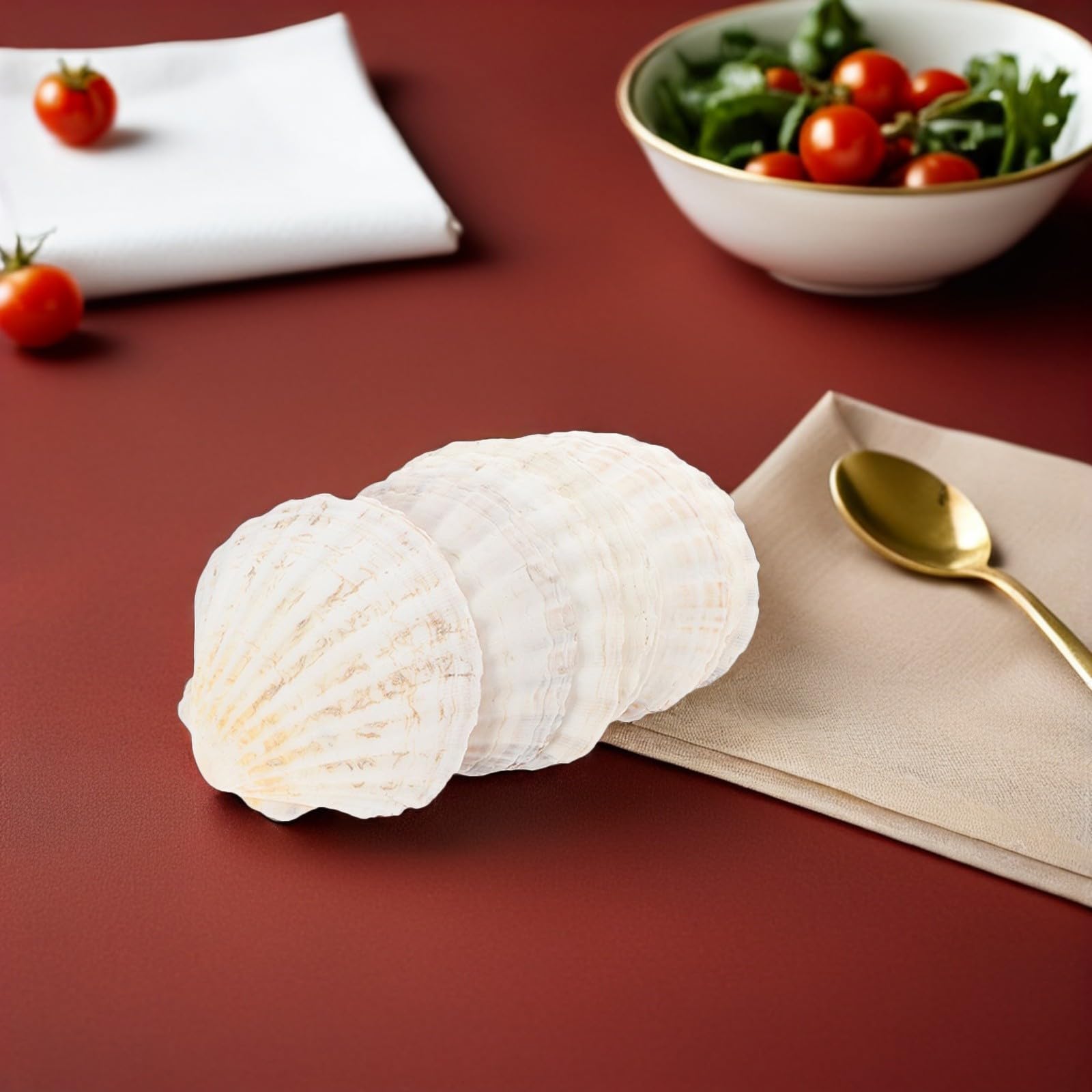 Zerodeko 12 Piezas Plato Grande de Conchas Marinas de Color Beige en Forma de Vieira Casera para Almacenar Dulces y Chocolates en Reuniones Familiares y Vida Diaria