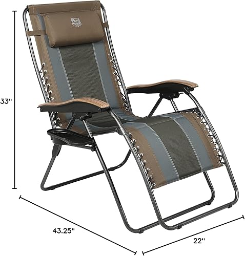 Miniatura 2 de TIMBER RIDGE Silla de patio reclinable para exteriores XL (1 unidad) y 33 pulgadas de ancho XXL de gravedad cero silla reclinable