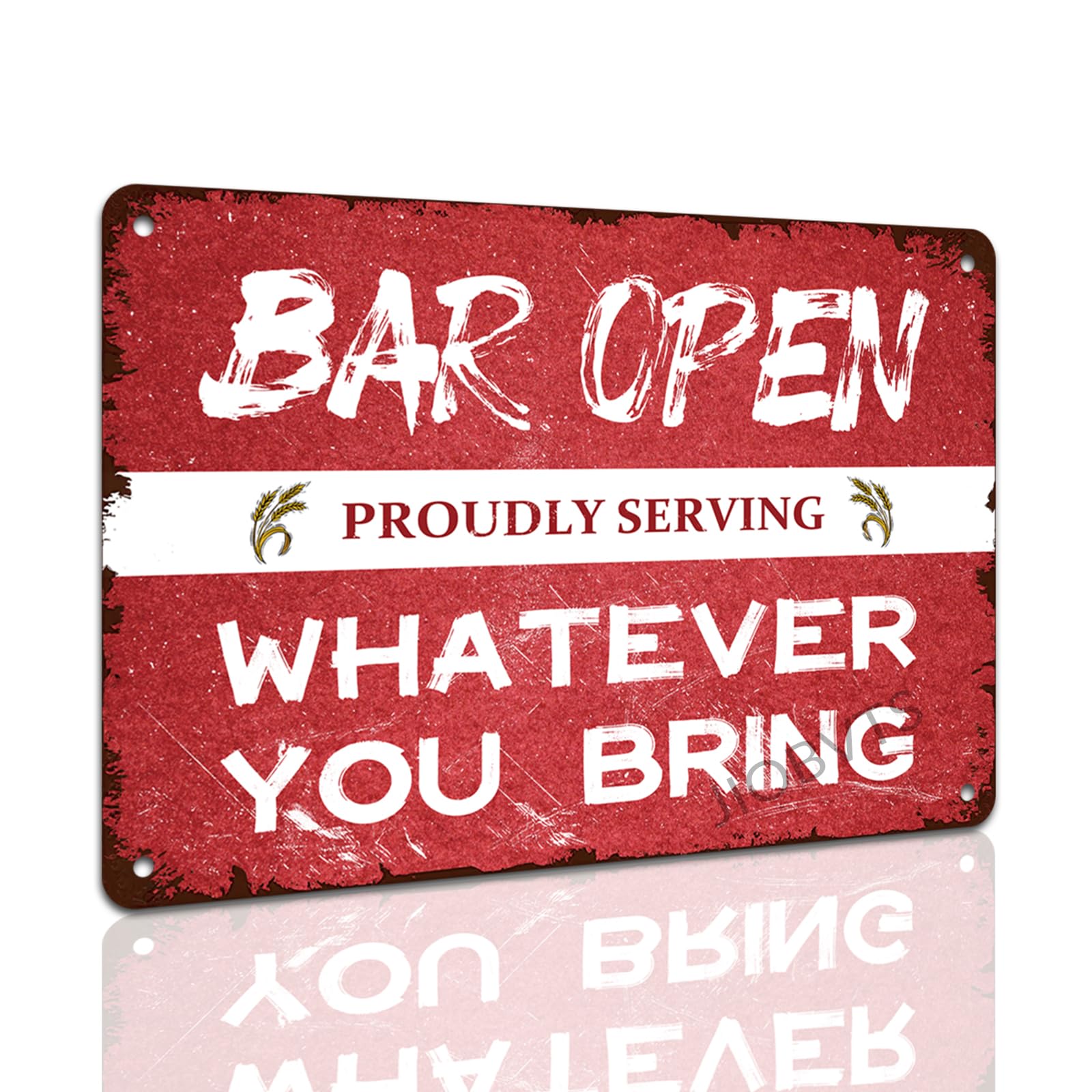 peiyeety Funny Bar Sign Decor Vintage Bar Open Proudly Serving Whatever You Bring Metal Signs for Home Bar Man Cave Garage Decor Gifts 8x12inch
