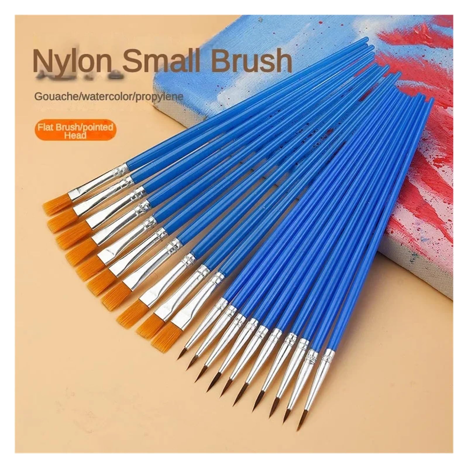 Brochas Pintura Juego de Pinceles Pintura Pelo Plano Redondo, Pincel con cerdas Nailon for Acuarela al óleo, Suministros Arte Escolar, 10/20/50 Uds(50 PCS Flat Brushs)