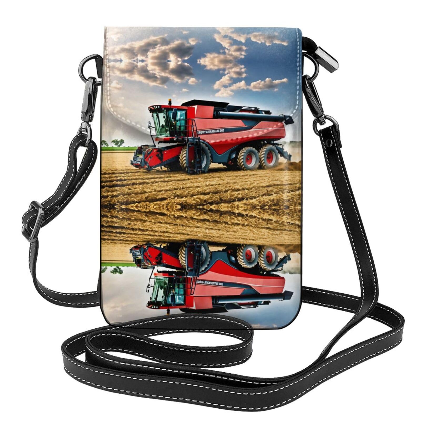 Sac à bandoulière en cuir végétalien de haute qualité pour téléphone et motif agricole - 7