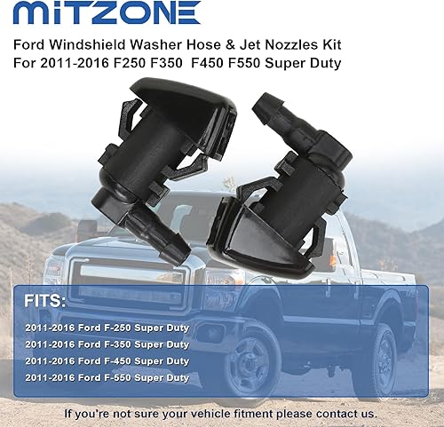 Miniatura 2 de MITZONE Kit de boquilla para limpiaparabrisas compatible con Ford F-250 F-350 F-450 F-550 Super Duty 2011-2016 Reemplazo BC3Z-17603-A