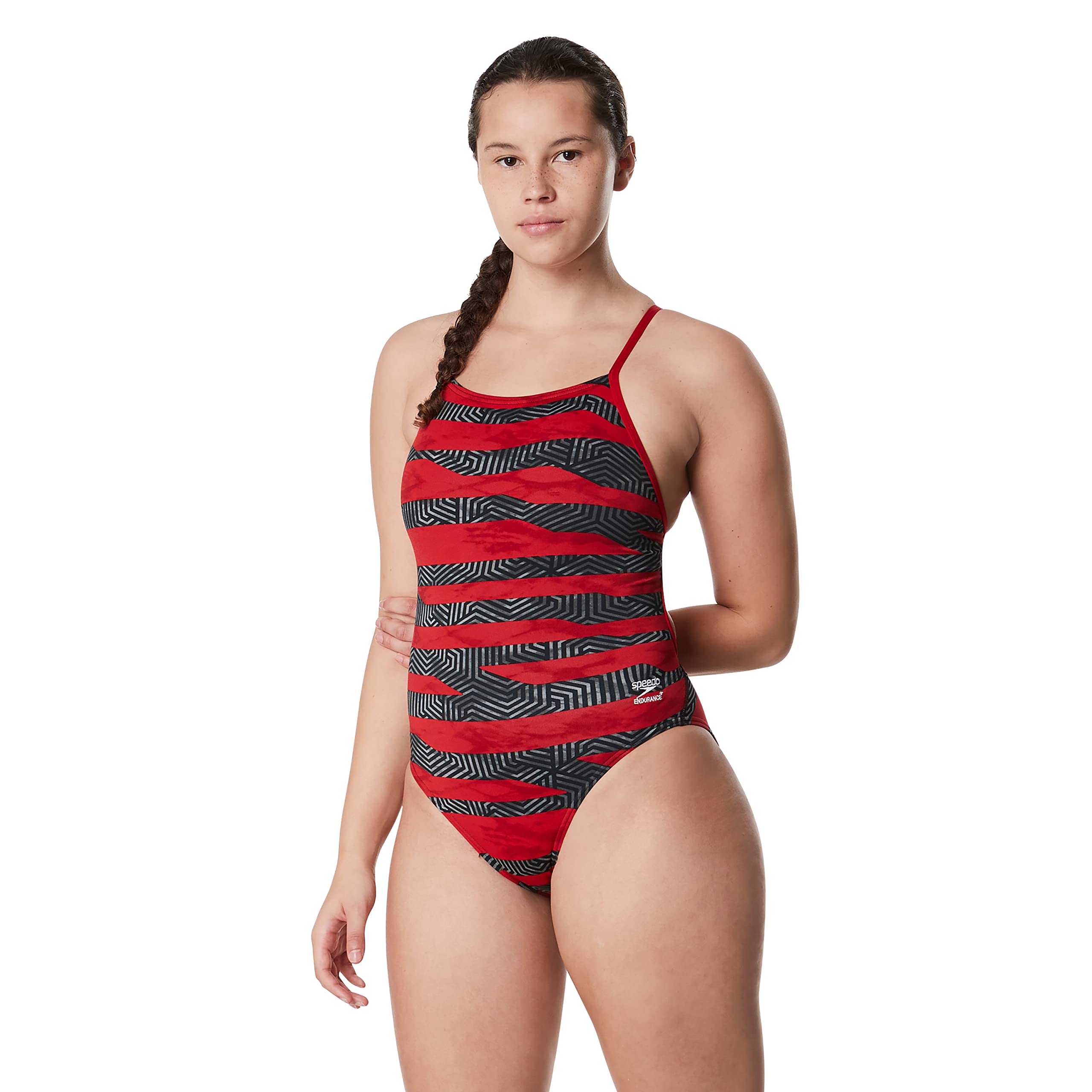 Speedo Traje de Baño Una Pieza Endurance+Cruz Volver Impreso Adulto Equipo Colores Disfraz de Mujer