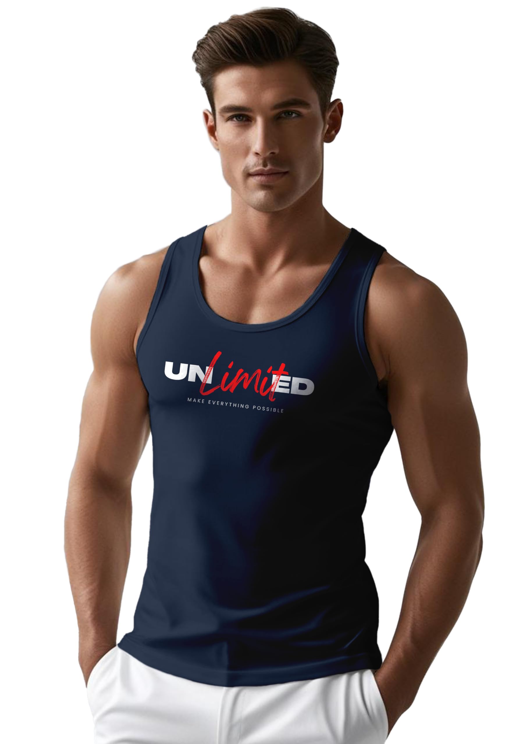 Trendy Printed Cotton Tank Top Vest for Men-image-7