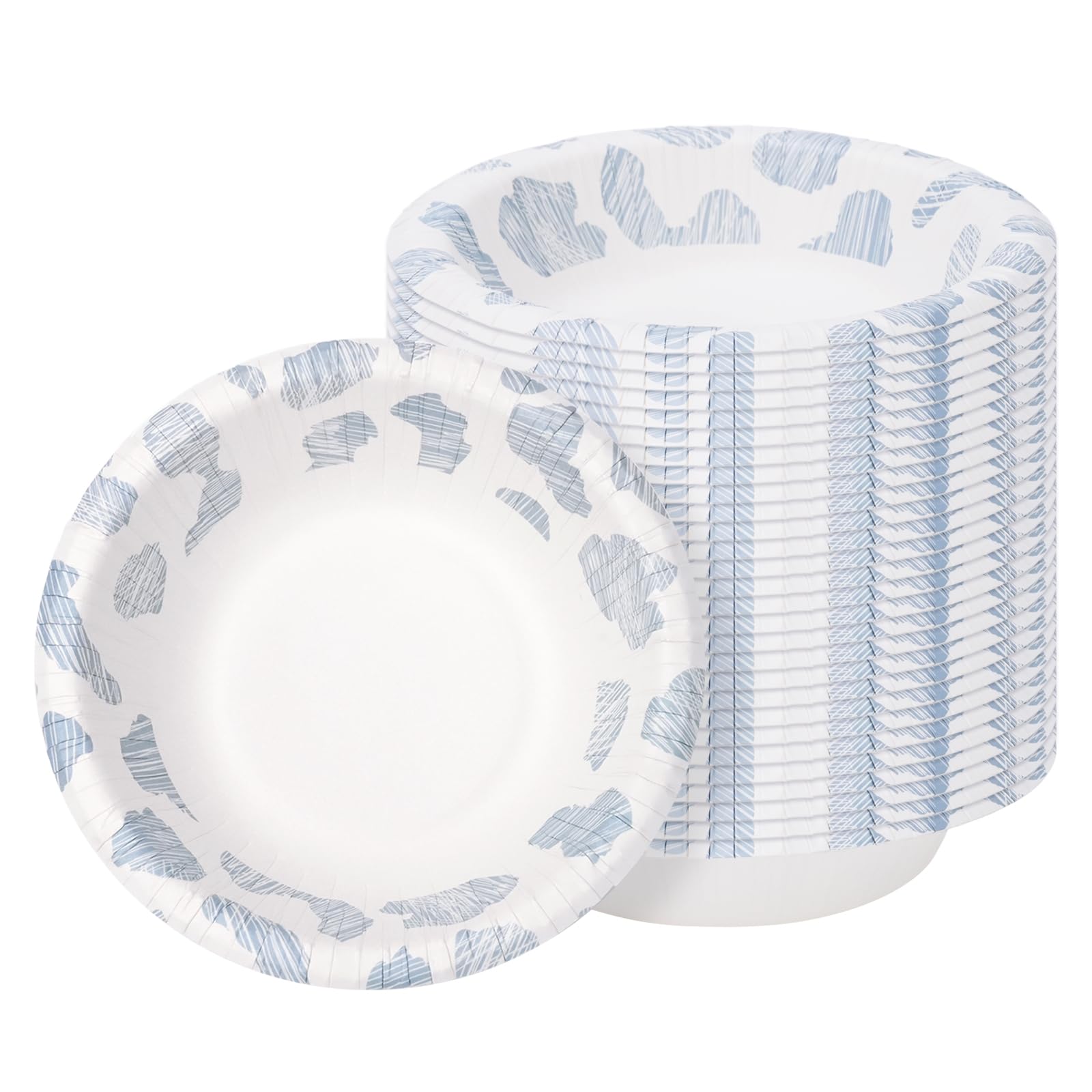 Paper Bowls 8oz/240ml, 30 Pack Disposable Thick Paper Bowls with Colourful Brush Stroke Pattern, Microwave Safe and Leak-Resistant for Parties, BBQs, Picnics, Birthdays and Family Gatherings