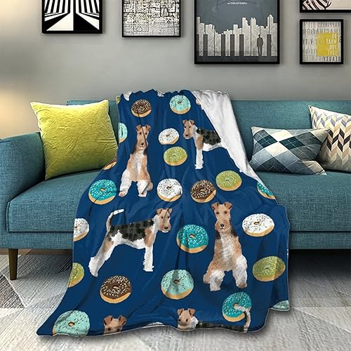 Manta de forro polar de franela suave y cálida Fox Terrier, manta de felpa esponjosa, microfibra ligera para cama, sofá, silla, sala de estar, 40 x