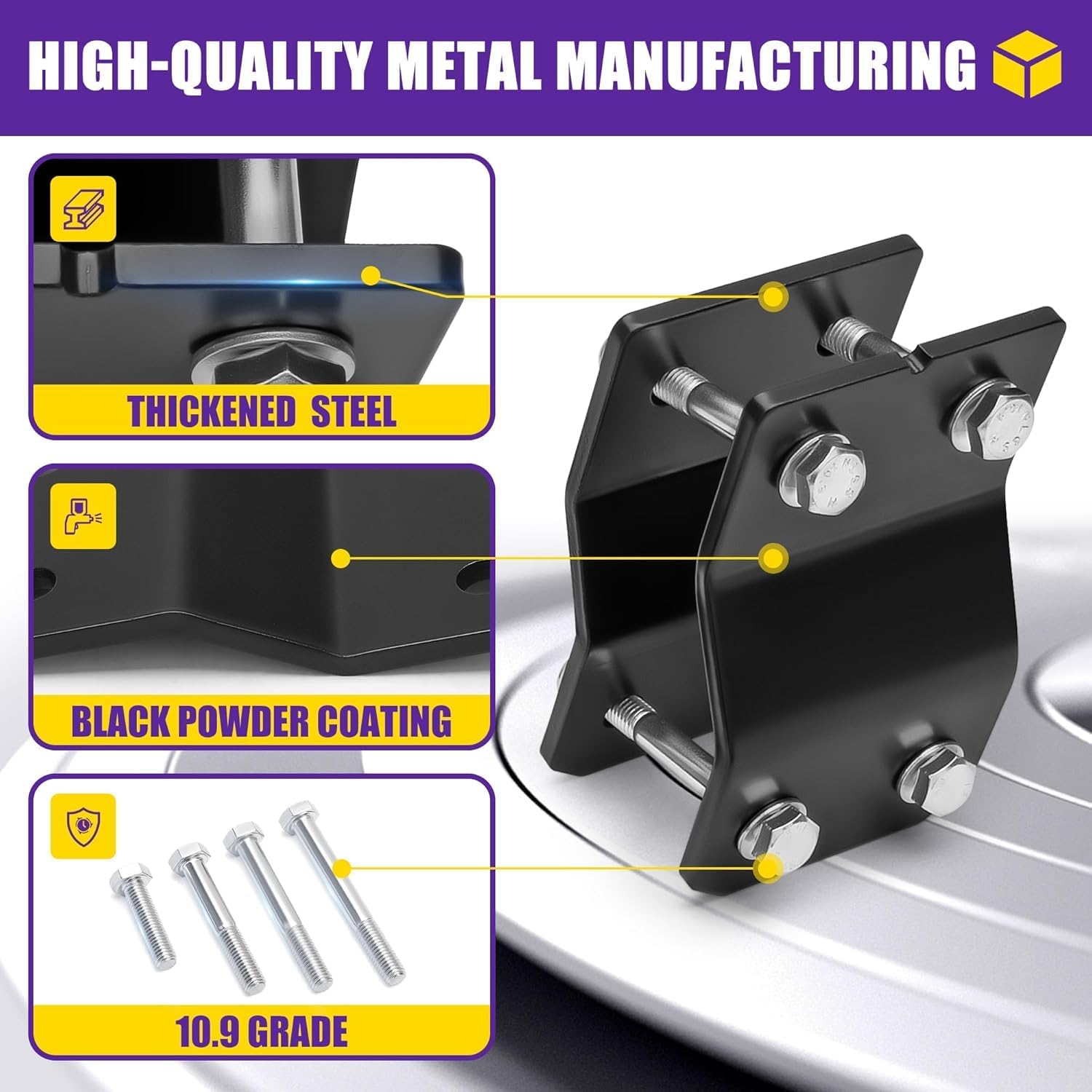 4" Yamaha G2 G9 Golf Cart Lift Kit, 4 Inch Front and Rear Suspension Lift Block Kits for 1985-1994 Yamaha G2/G9 Gas & Electric Golf Carts, Heavy Duty Steel Raise Kit Fits Up to 20" Off-Road Tires